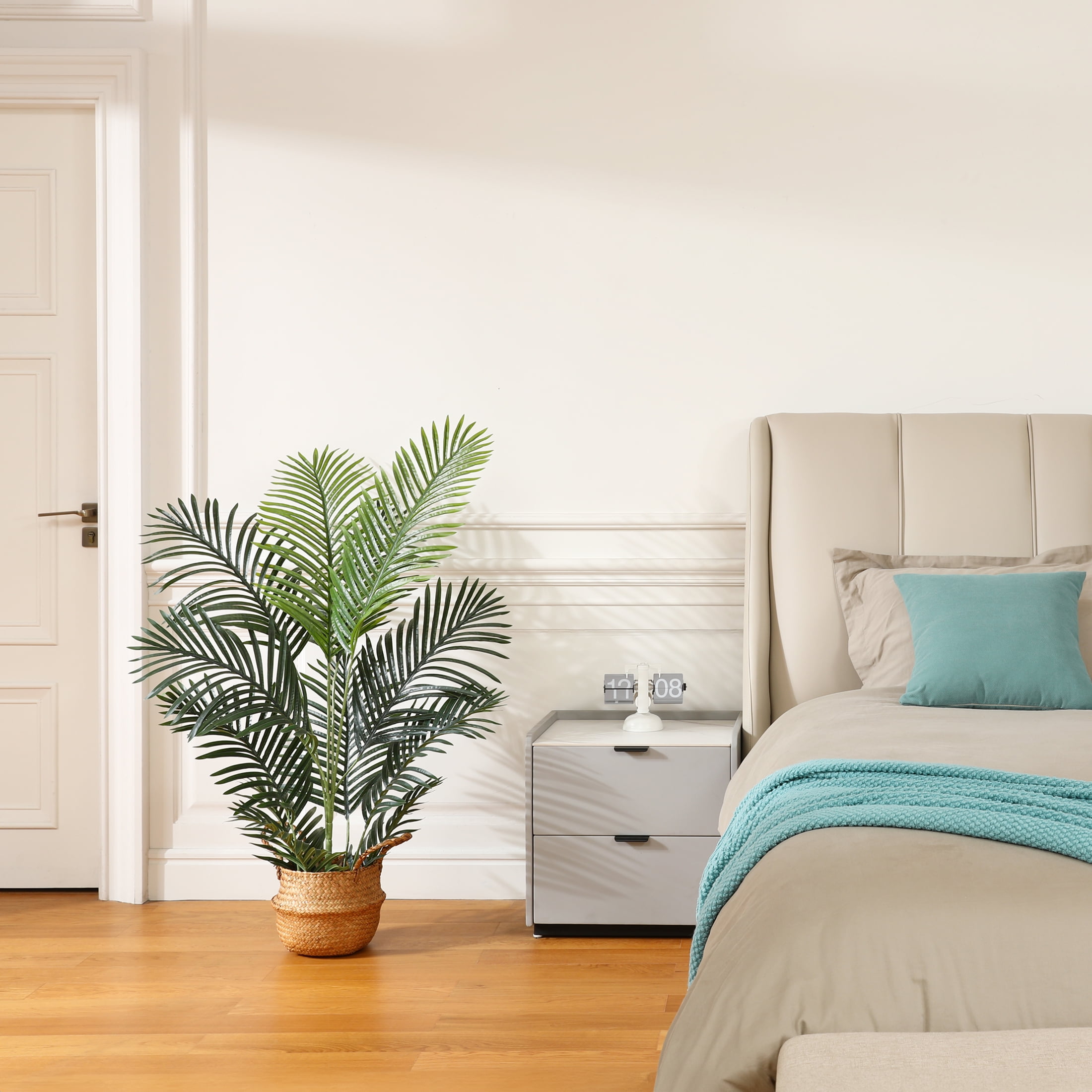 DR.Planzen Artificial Majestic Palm Plant Lifelike Faux Ravenea Rivularis for Home and Office Decor (Green, 4 ft) qld5r