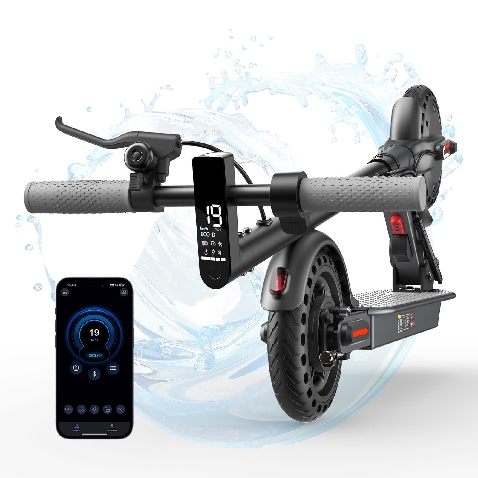 iScooter Foldable Electric Scooter for Commuters, 500W Motor, 19 Mile Range, 8.5 in Solid Tires (Grey) hxpz0