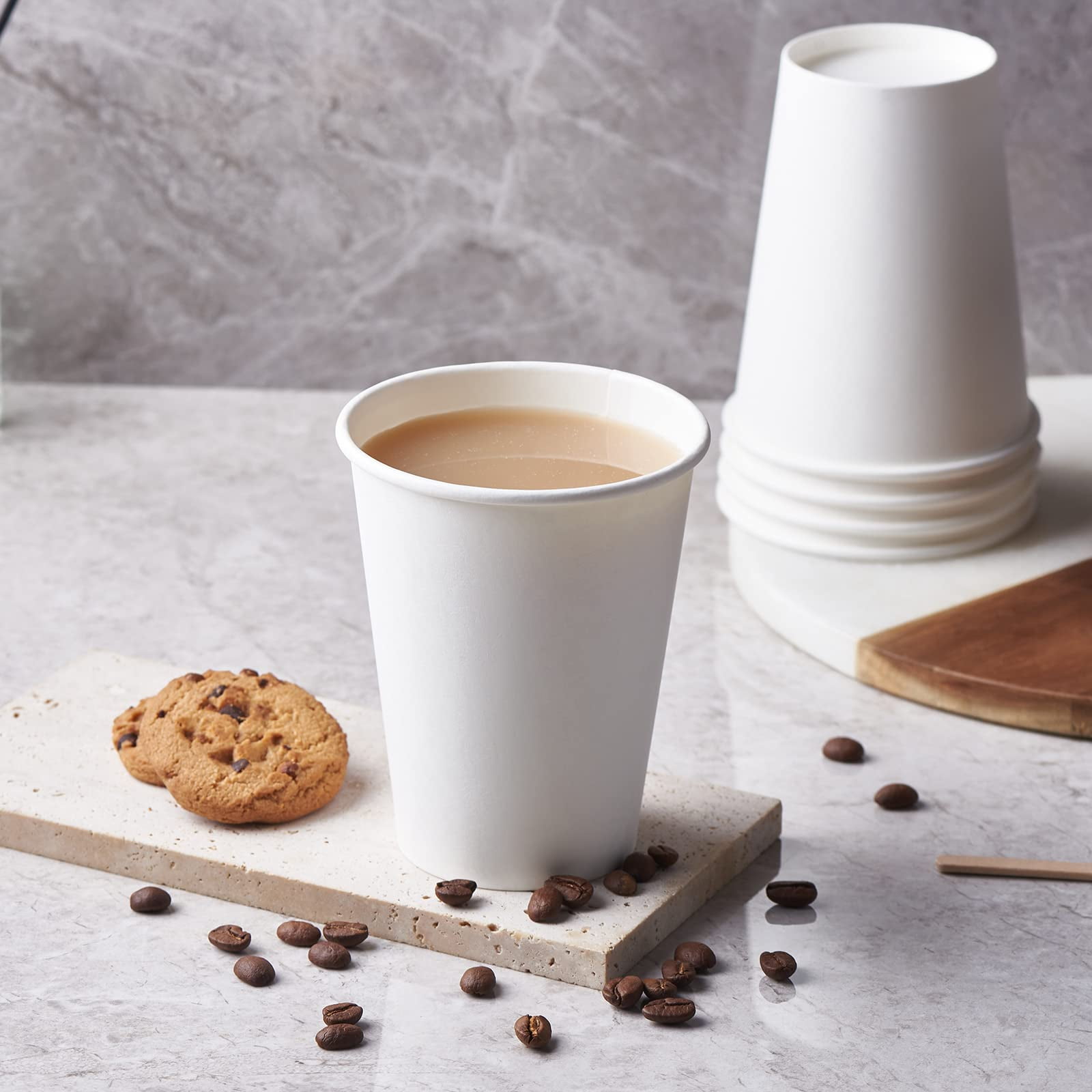 CIAO! Disposable Paper Hot Cups, Insulated Coffee and Tea Cups (White, 12 fl oz, 1000 Count) 4i4wq