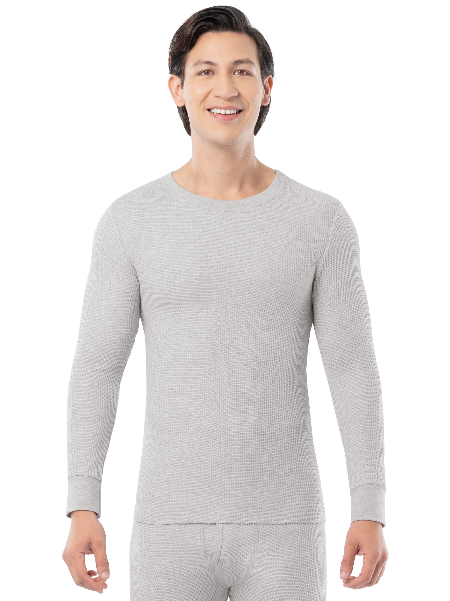 Fruit of the Loom Men's Thermal Waffle Crew Top (Black, 3-Pack) 0i5jn