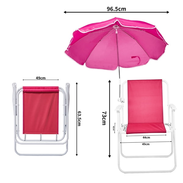 AsterOutdoor Folding Beach Chair with Umbrella, Lightweight Portable Camping Chair for Outdoor Activities (Pink, 265 lb Capacity) 5keyc