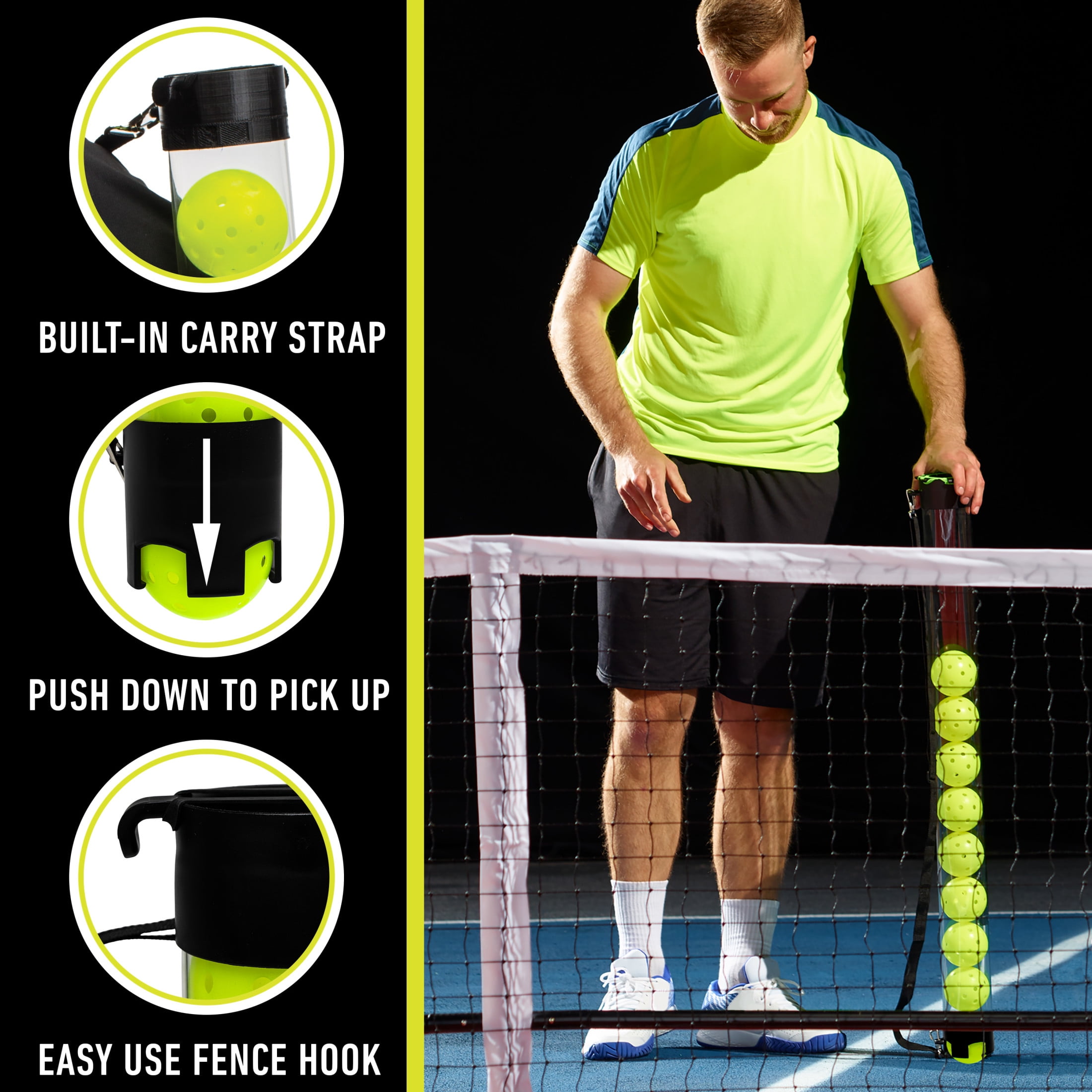 Franklin Sports Pickleball Ball Picker Upper and Storage Hopper (Clear, 37 in) xljmx
