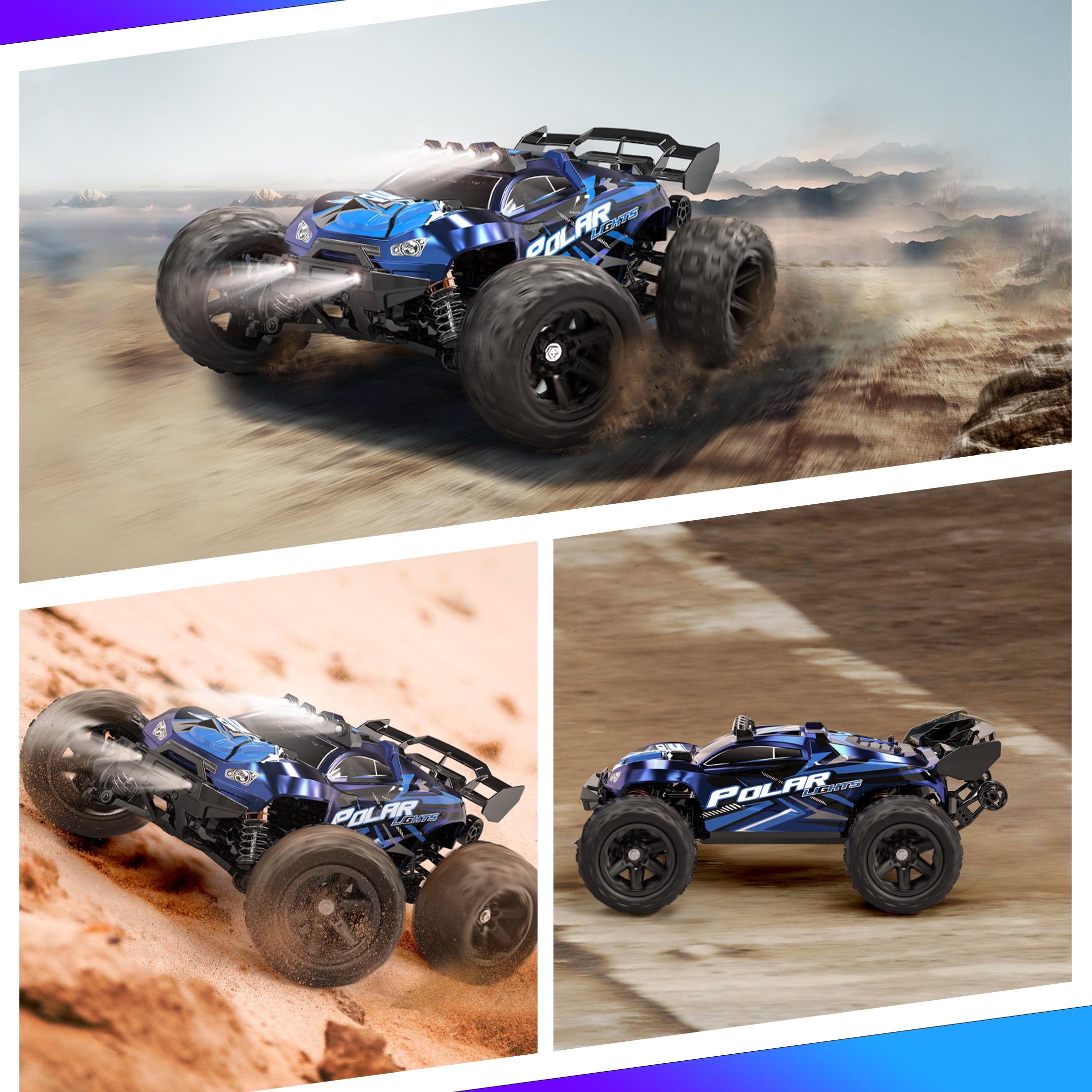 FAGINEY 1:14 Scale 4WD Off-Road RC Truck, High-Speed Remote Control Car with 2 Batteries (Blue, 1:14 Scale) uc6uf