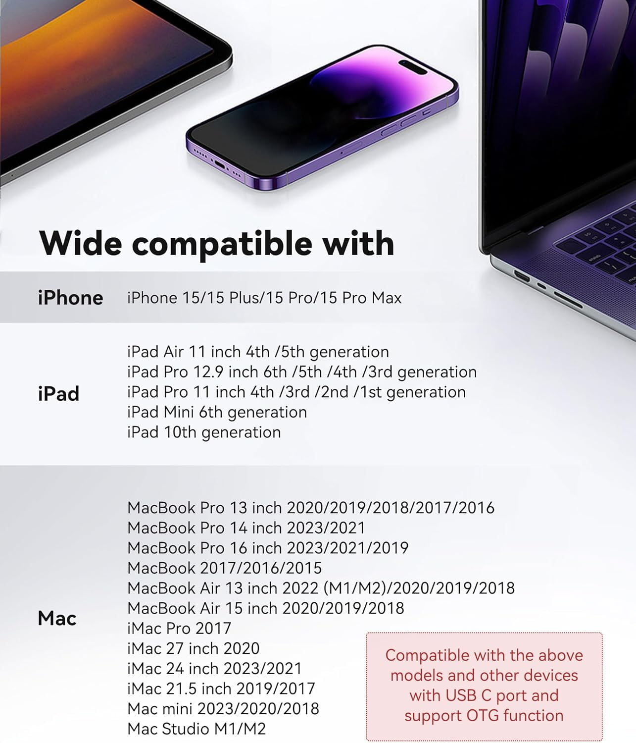 Duomigo USB-C SD and microSD Card Reader, Dual Slot Memory Card Adapter for MacBook, iPad, iPhone 15/16 (1 Pack) 94euf