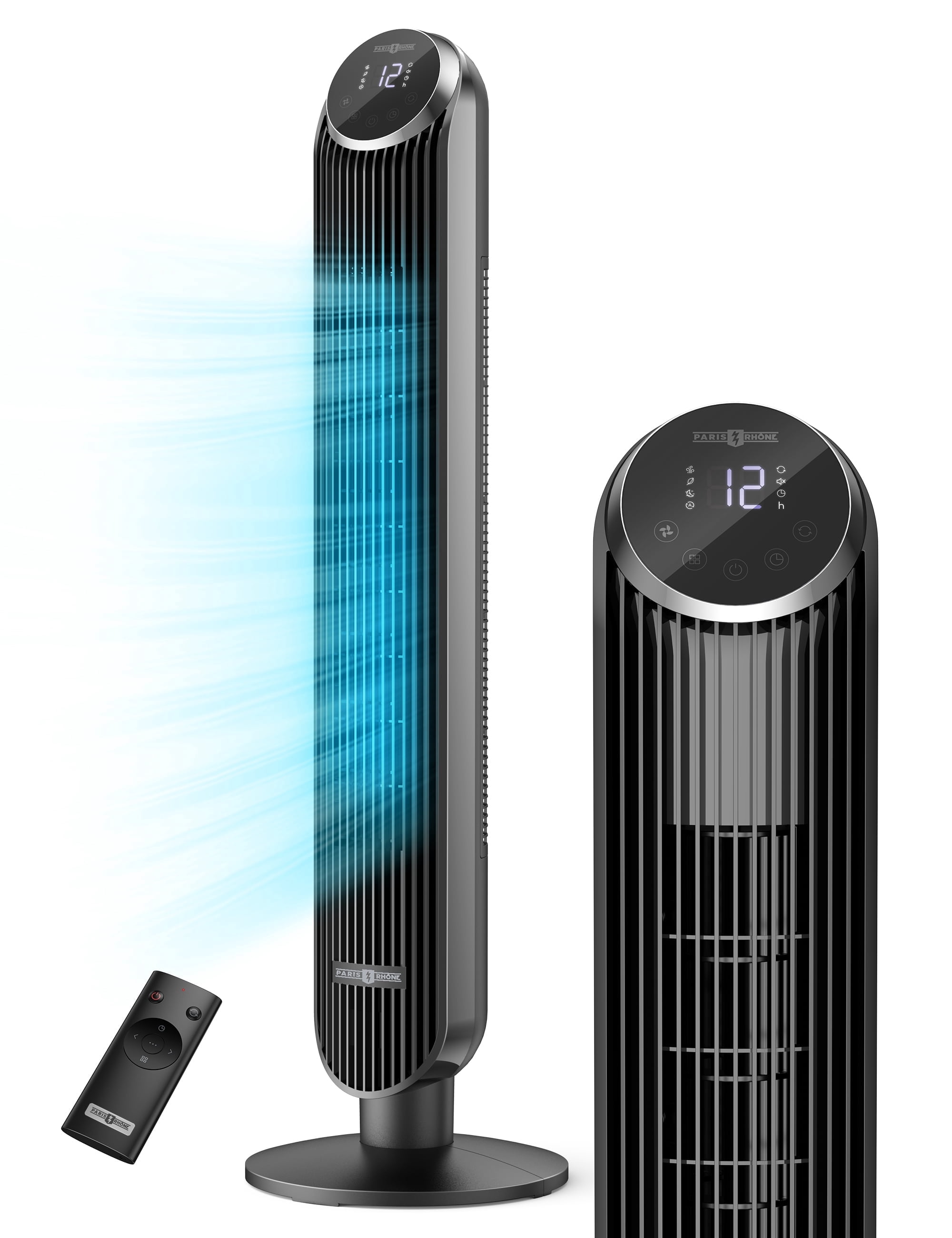 TaoTronics 42 in Bladeless Tower Fan, Quiet Oscillating Standing Fan with Remote, 12 Speeds, 4 Modes, Dustproof Filter (Black, 42 in) 6jt68