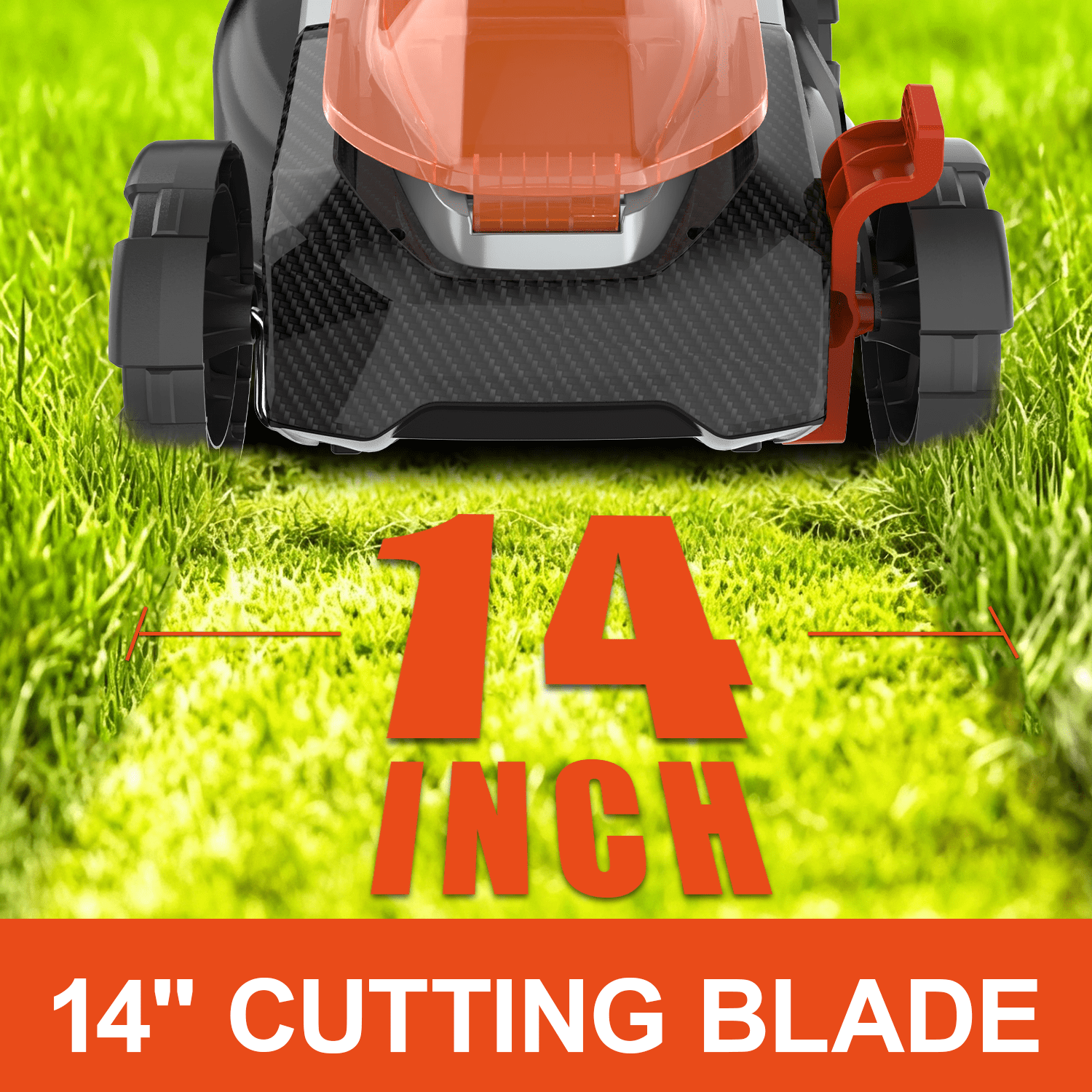 FLOYANT 14in Electric Lawn Mower, Cordless Walk-Behind Push Mower with 5-Position Height Adjustment (Black, 14 in) k1yjy