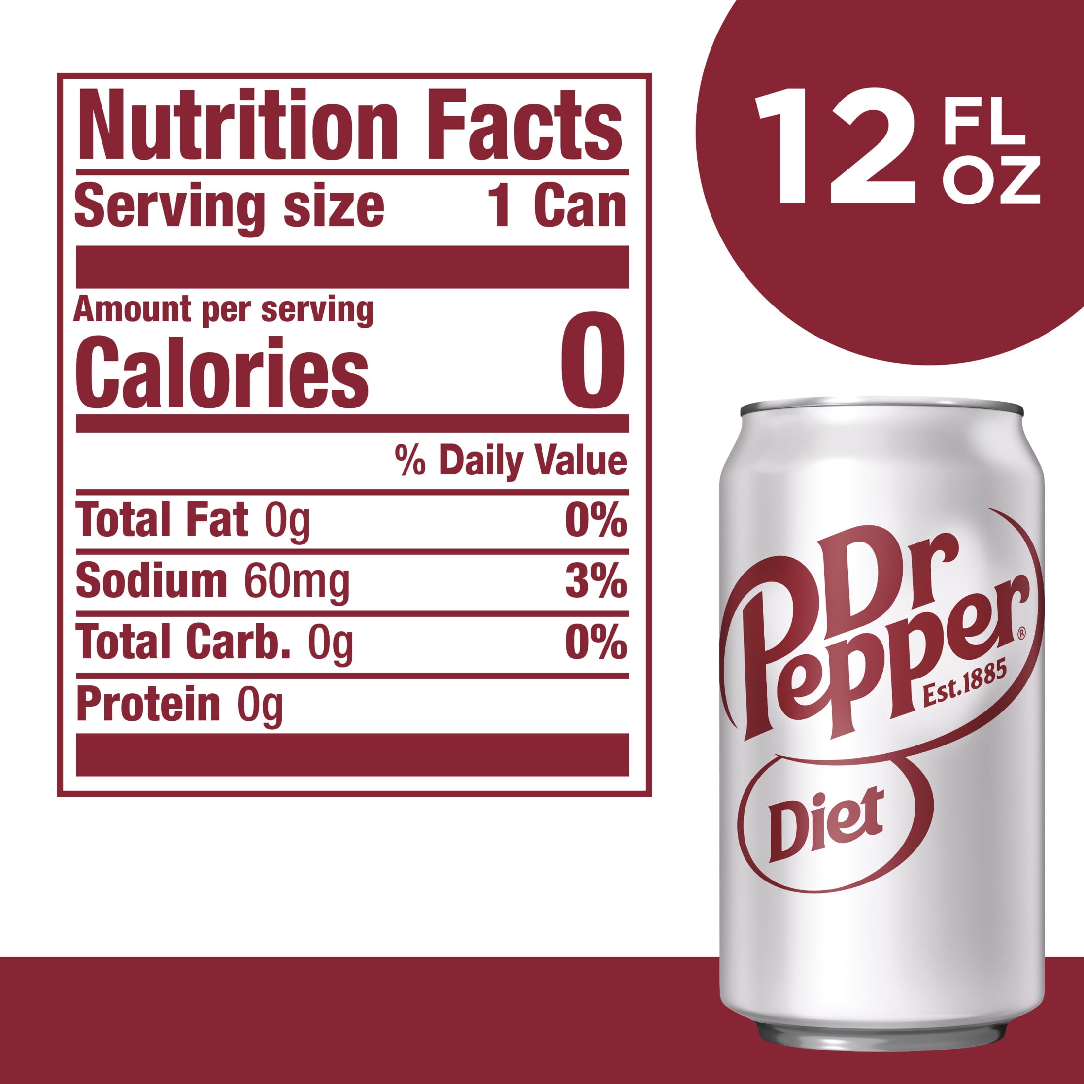 Diet Dr. Pepper Soda Pop (Zero Sugar, 24 Pack, 12 fl oz) zl3c1