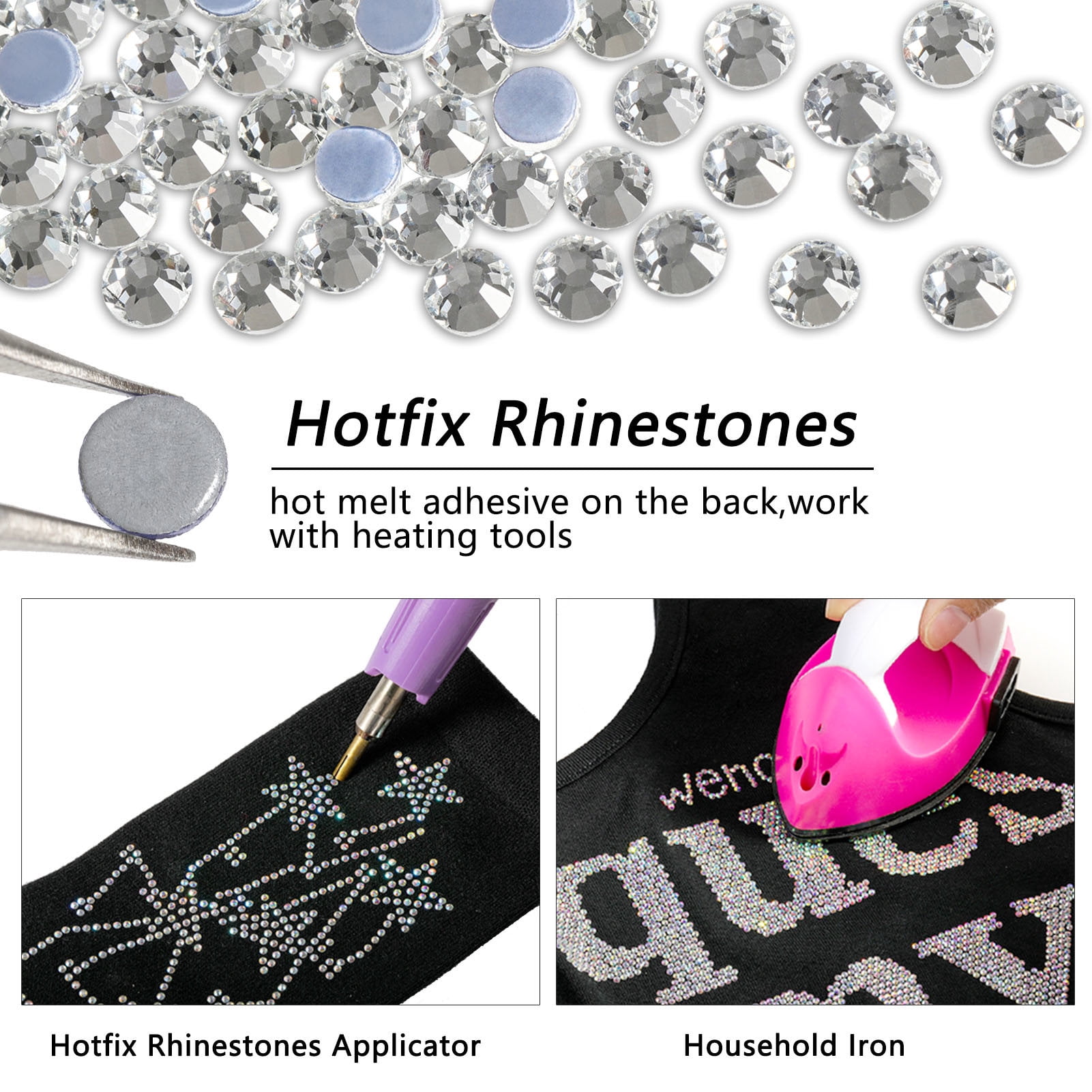 BEADSLAND Hotfix Rhinestones for DIY Crafts, High-Sparkle Glass Crystals (Clear, 14400 Pieces) 4zudh