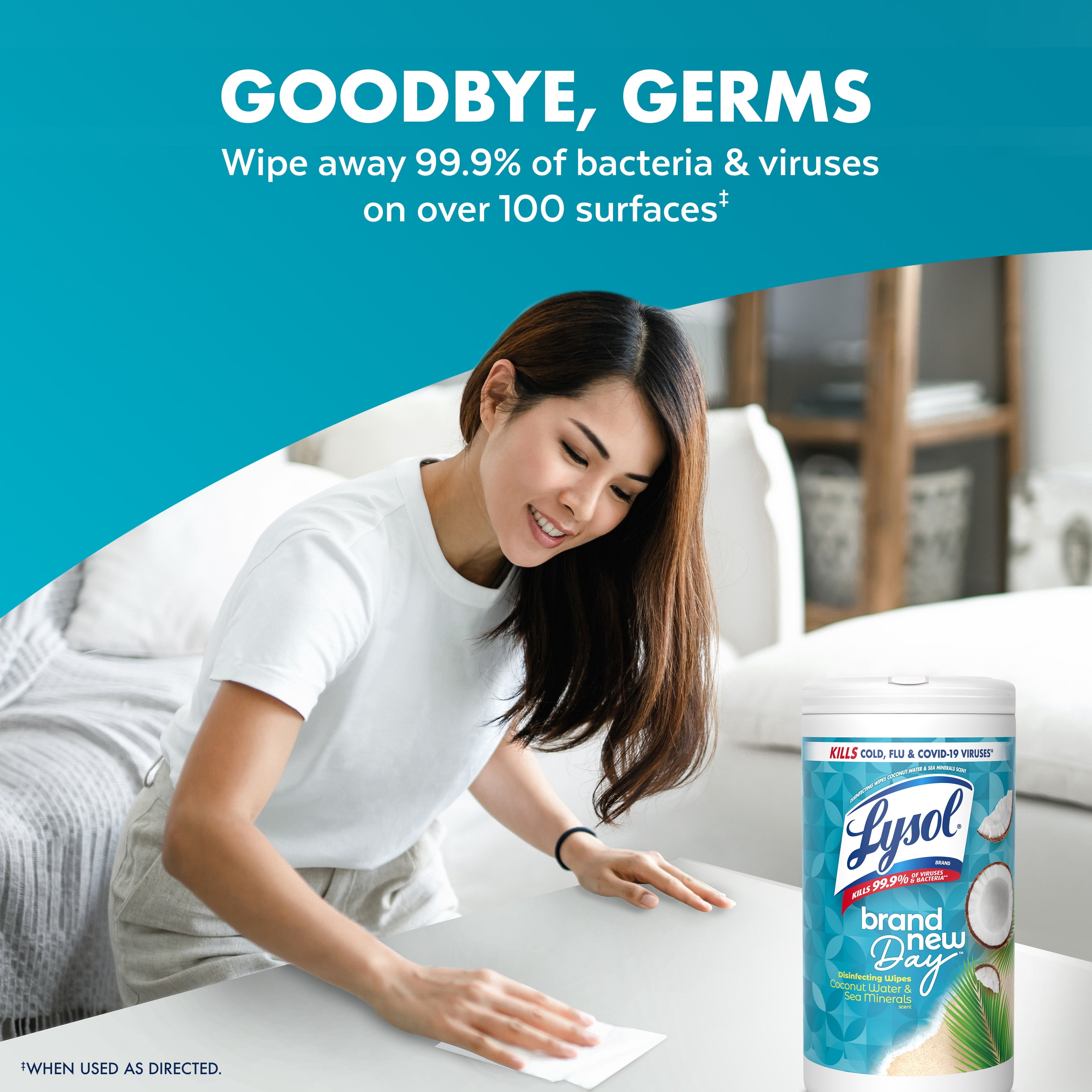 Lysol Disinfecting Wipes, Multi-Surface Antibacterial Cleaning Wipes, Coconut & Sea Minerals Scent (80 Count) 8qijm