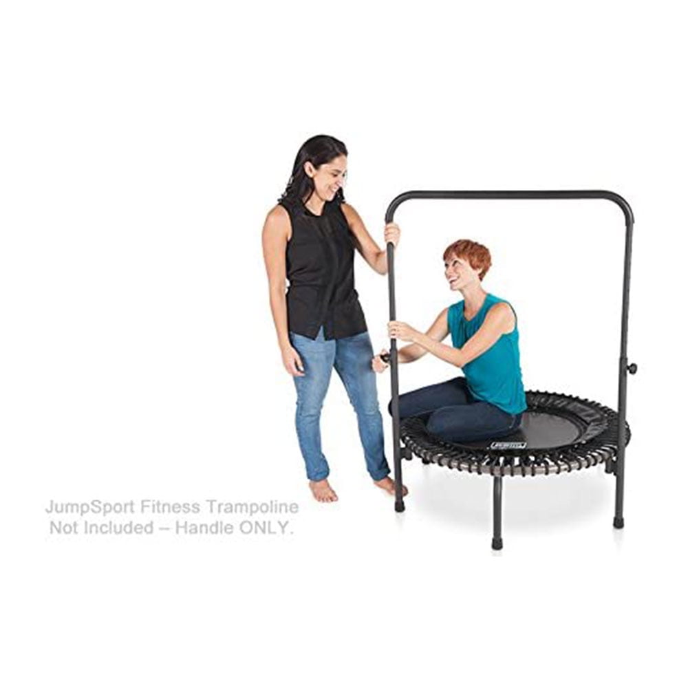 JumpSport 370 PRO Indoor Fitness Trampoline with Adjustable Handle Bar (Black, 39 in) hq6eu