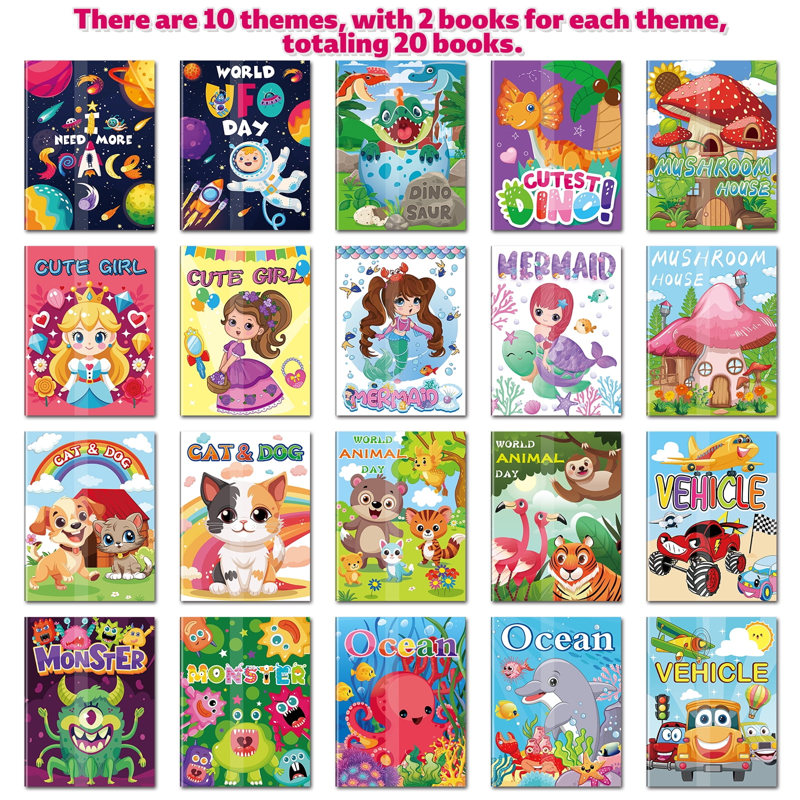 Elfew Coloring and Activity Books for Kids, Educational Mazes and Creative Art Set (20 Pack, 6.7 in x 5.1 in) sfvhh
