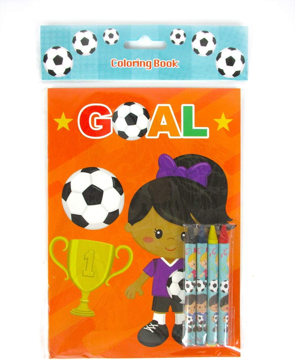 Tinymills Soccer Themed Coloring Books Activity Set for Kids (12 Books, 48 Crayons, 9 in x 7 in) svd1a