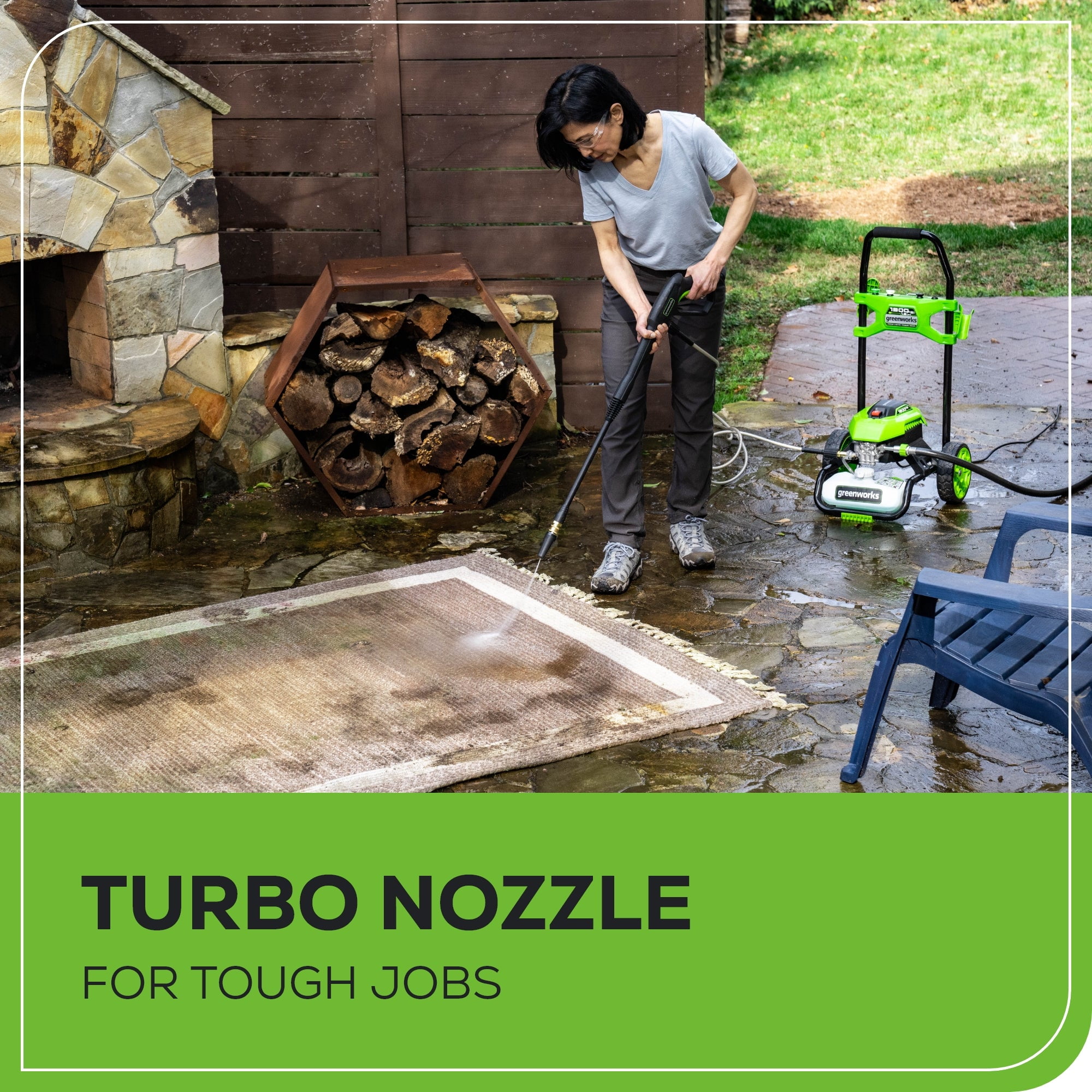 Greenworks 1900 PSI Electric Pressure Washer with 1.2 GPM Flow Rate and 4 Quick-Connect Nozzles (13 Amp) 518ae