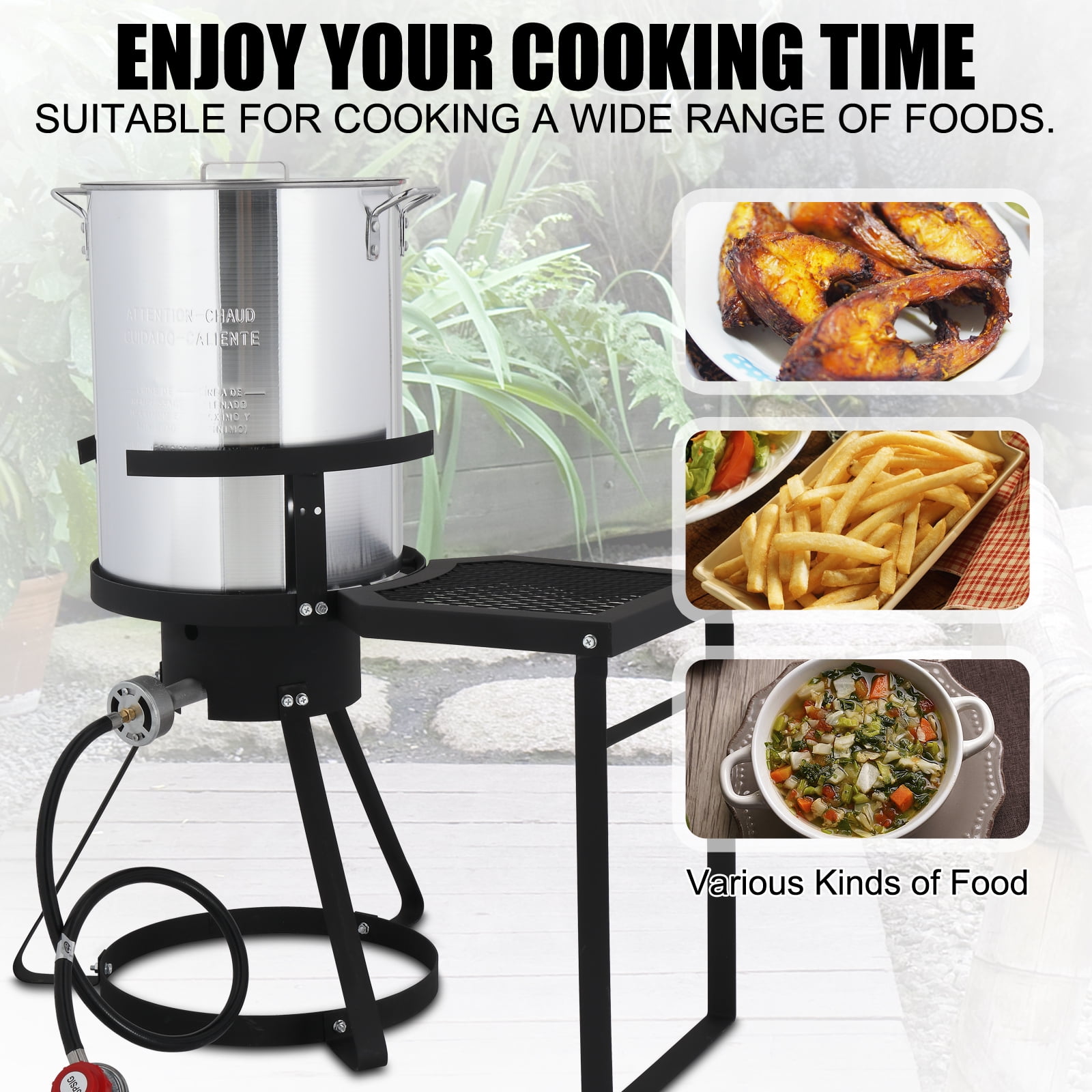 SamyoHome Aluminum Turkey Fryer Pot and Propane Burner Set (Silver, 30qt) zcfd7