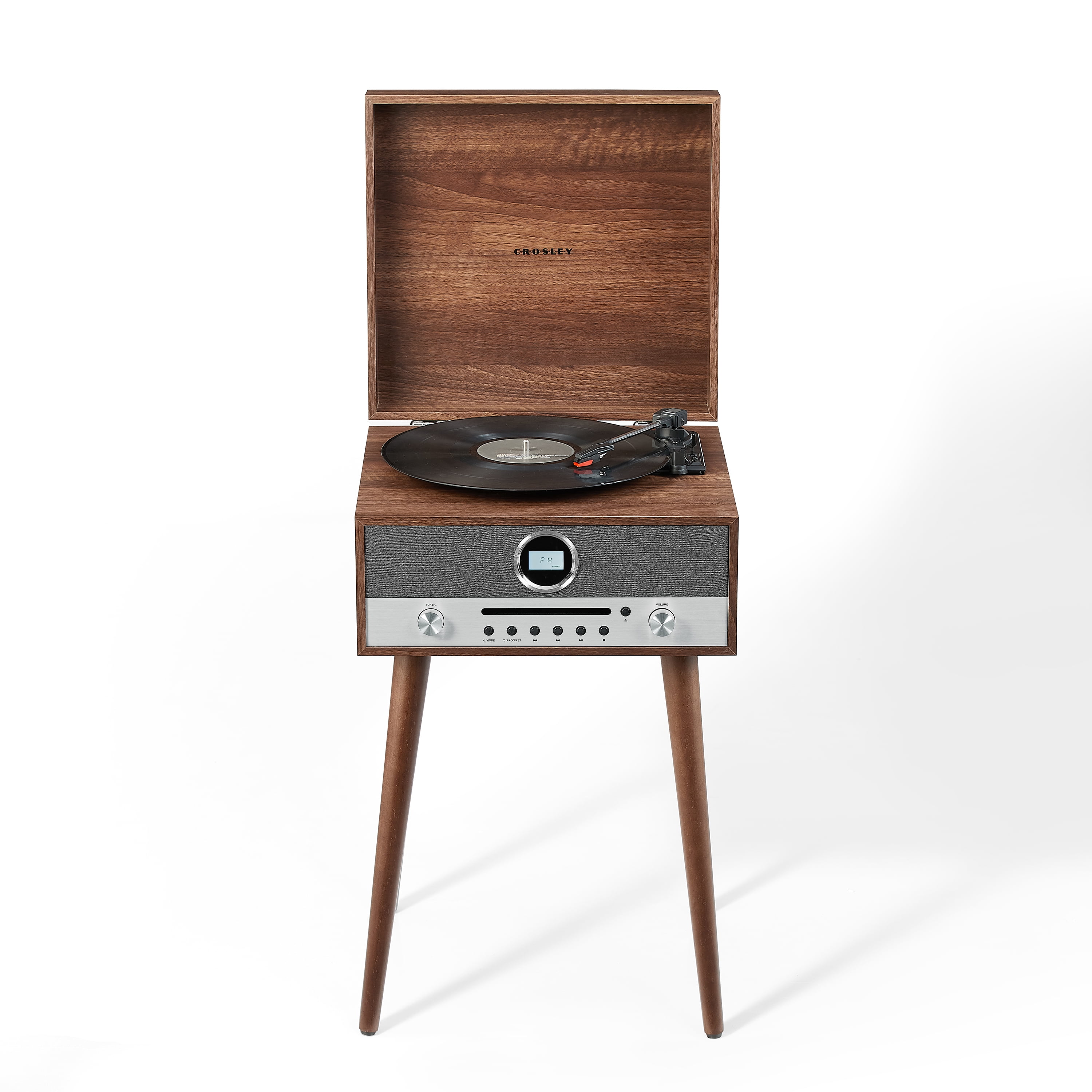 Crosley Nash 7-in-1 Record Player with Bluetooth (Wood, 17.5 in x 13.5 in x 9.5 in) 70vlu