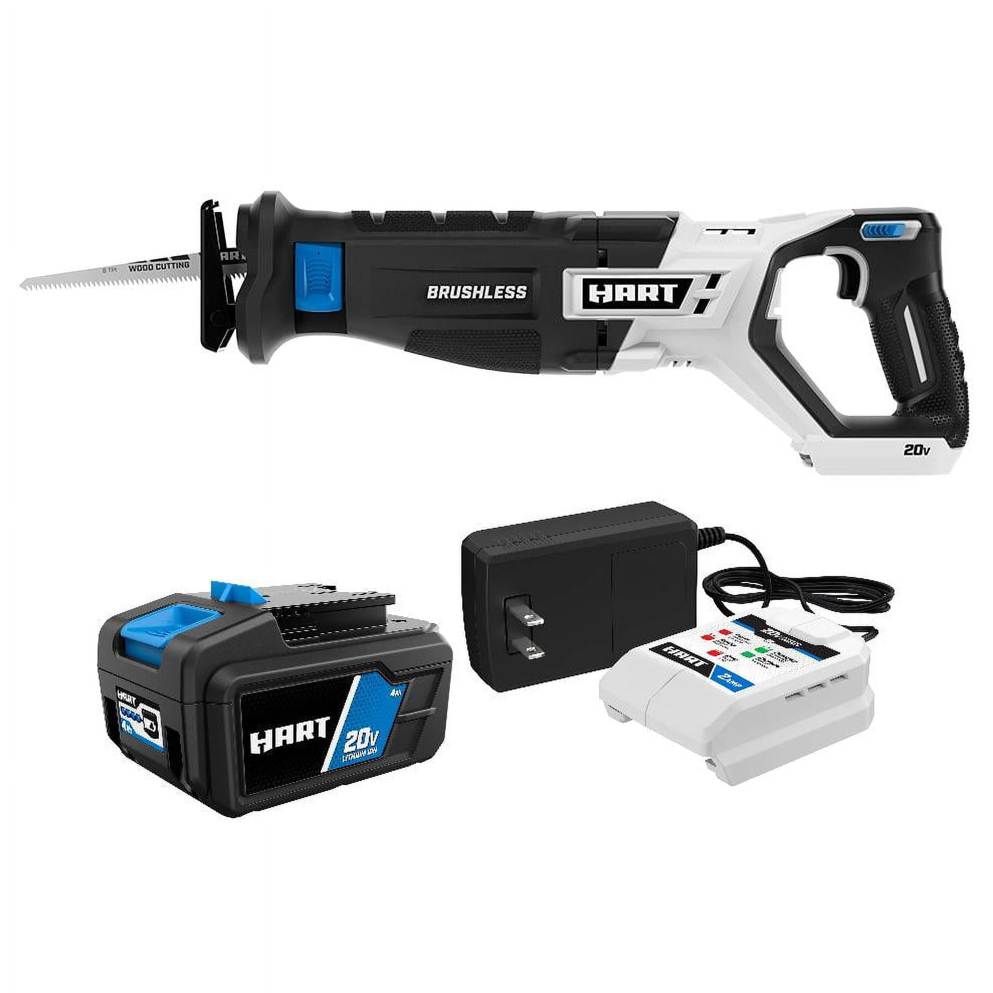 HART 20-Volt Brushless Reciprocating Saw Kit with 4Ah Battery and Charger (1.25 in Stroke Length) rv8uy