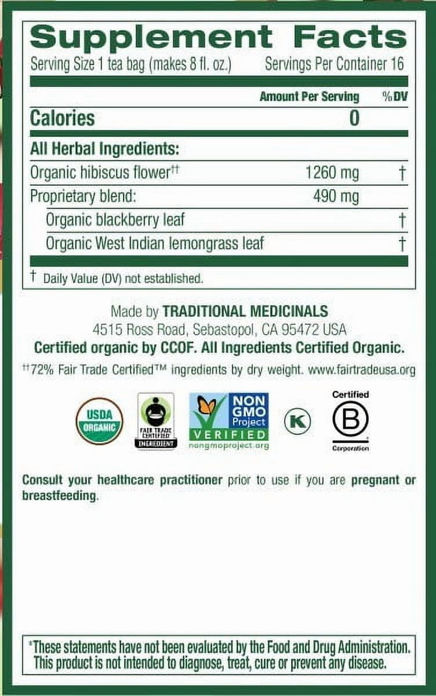 Traditional Medicinals Hibiscus Herbal Tea, Organic Caffeine-Free Tea Bags (16 Count) kdu0b