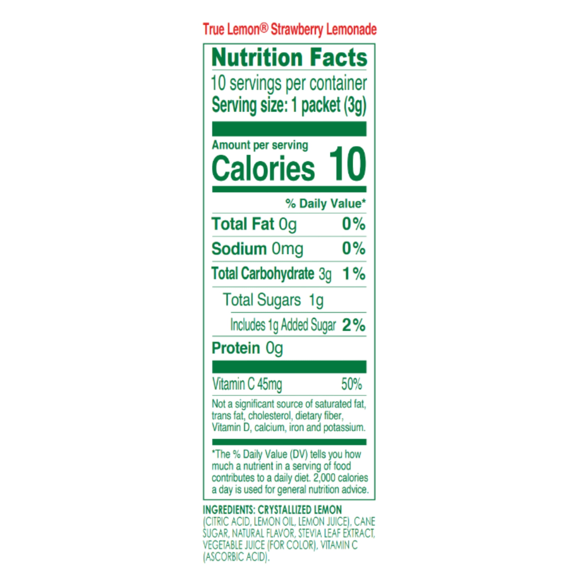 True Lemon Strawberry Lemonade Drink Mix Powder (10 Count, 1.06 oz) zt6q9