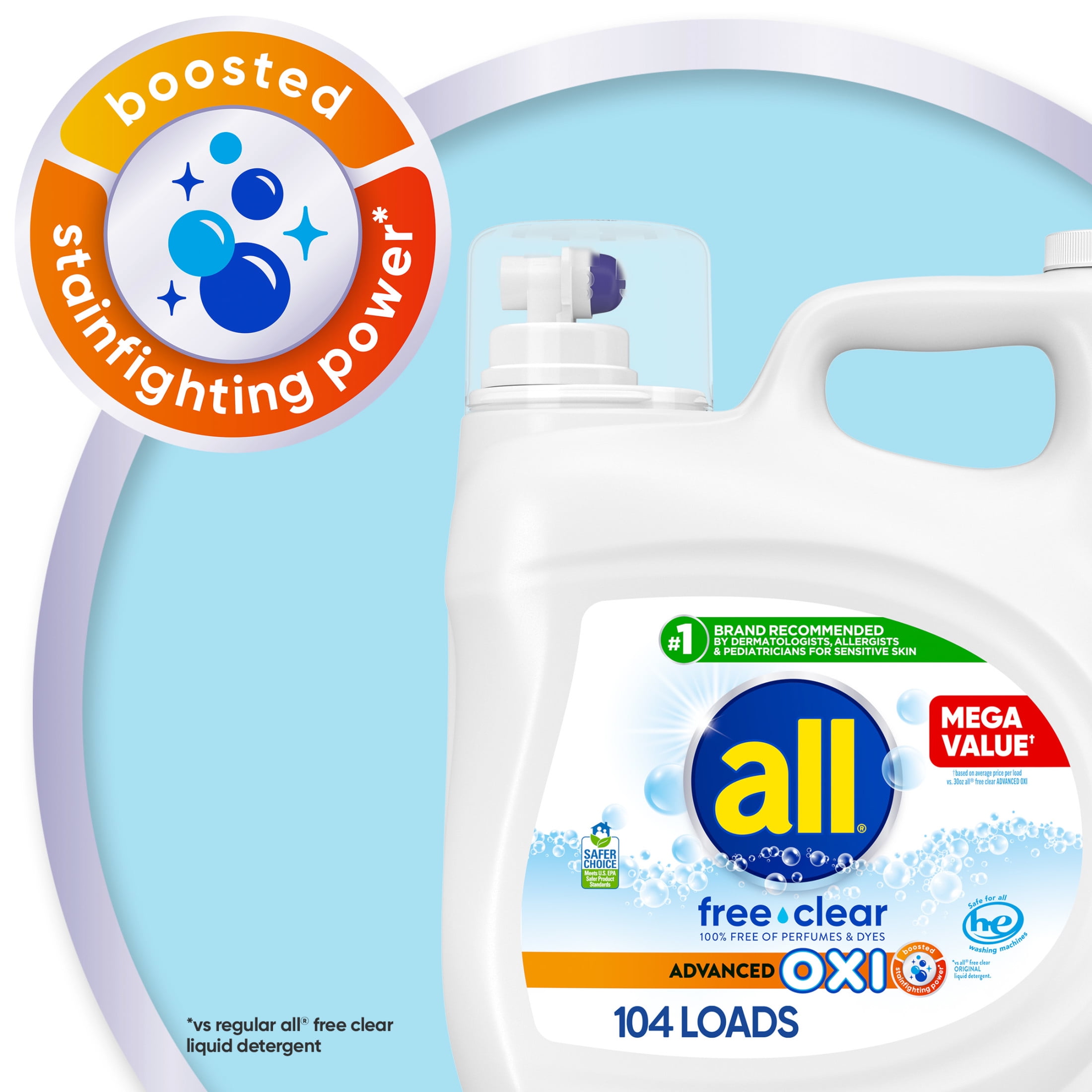 all Free Clear Oxi Liquid Laundry Detergent (Clear, 154 oz) dlxrd