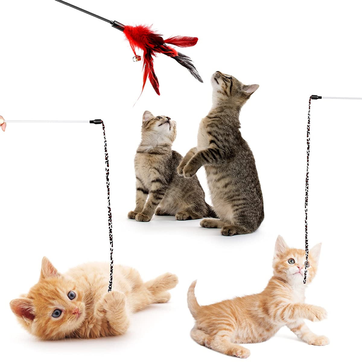 Taimasi 32-Piece Interactive Cat Toy Set with Rainbow Tunnel and Feather Teasers (32 Pieces) wftw1