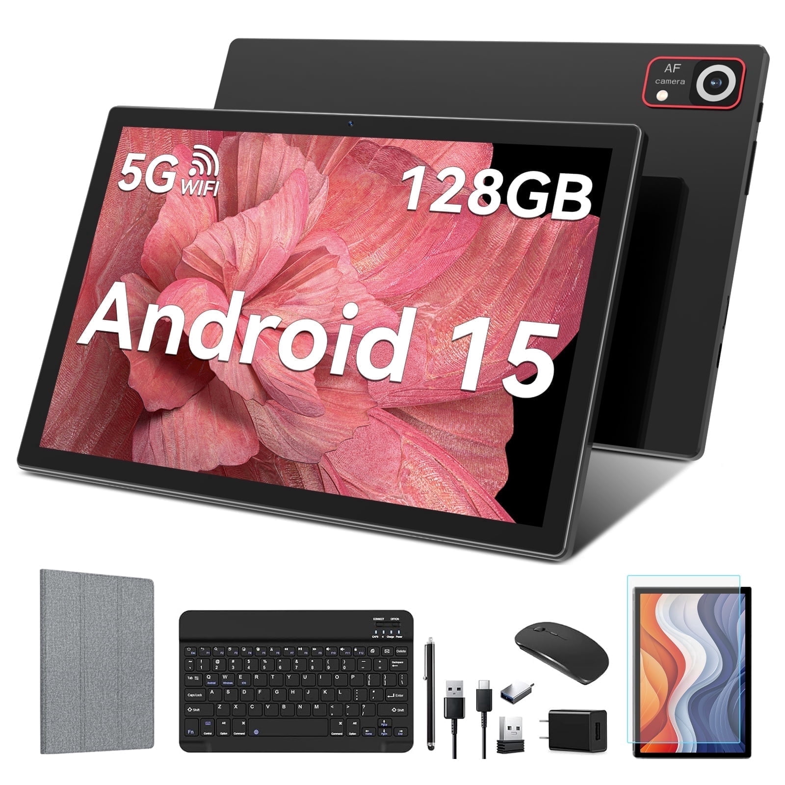 TABURETO Android 15 Tablet 10.1-inch Octa-Core 8GB RAM 128GB ROM Dual-Band Wi-Fi HD IPS Display (Black, 10.1 in) za0mz