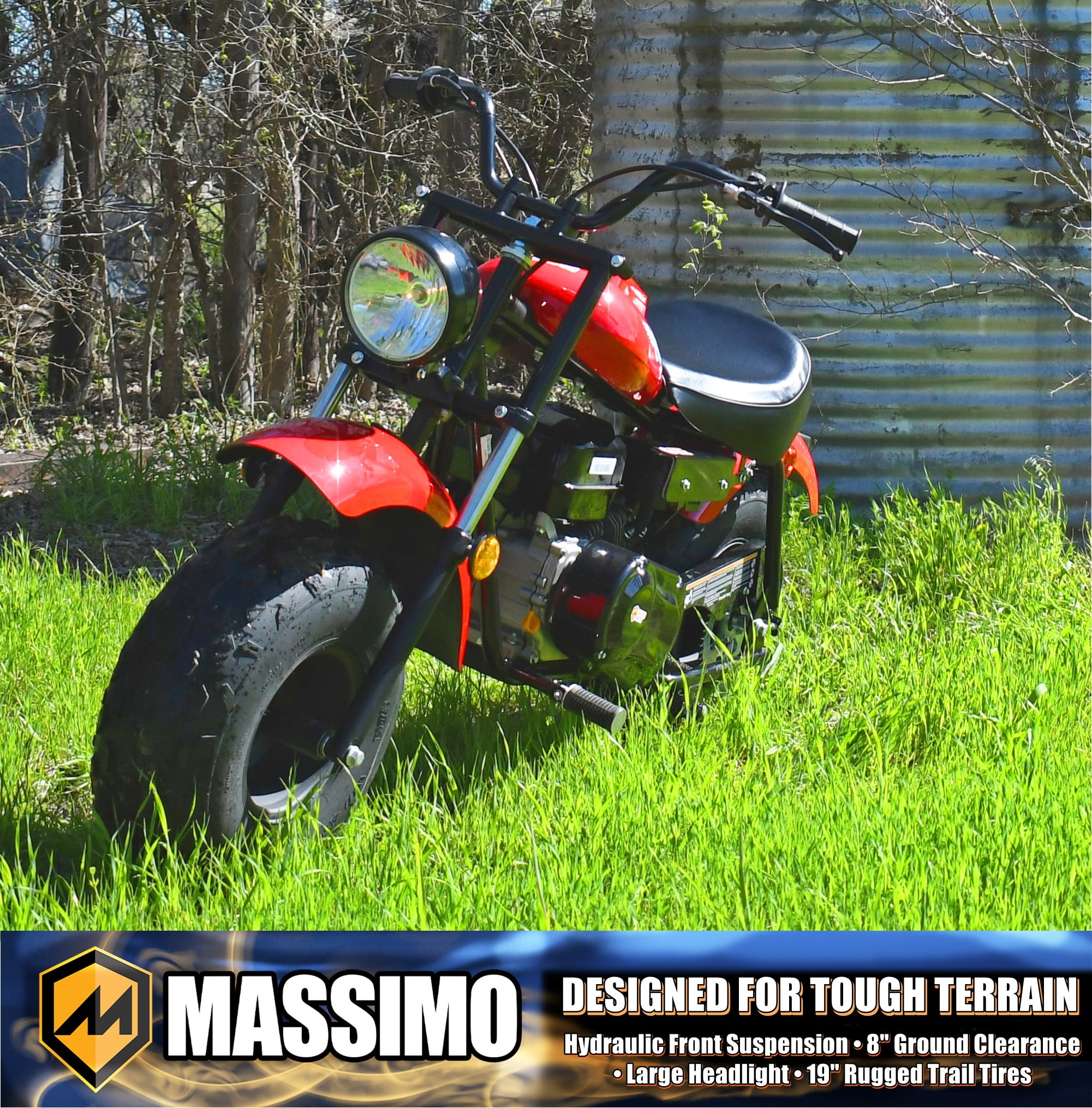 Massimo MB200 Minibike 196cc Gas Powered Off-Road Trail Bike (Red, 200 lb Capacity) wx2zh