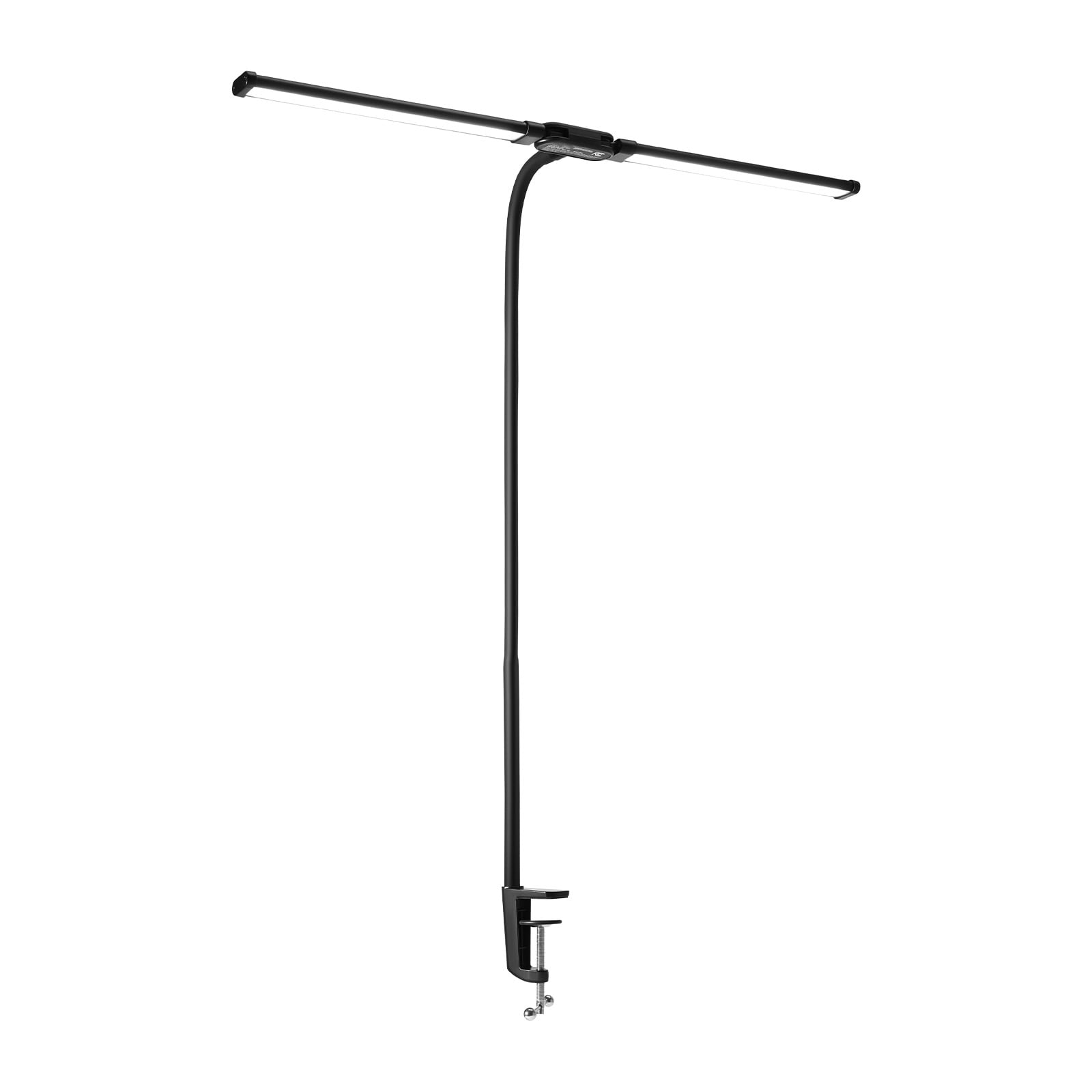 KFFKFF Dual Head LED Desk Lamp, Clamp-On Architect Light with Flexible Gooseneck, Eye-Friendly Workspace Lighting (Black, 24 in) wp9hj