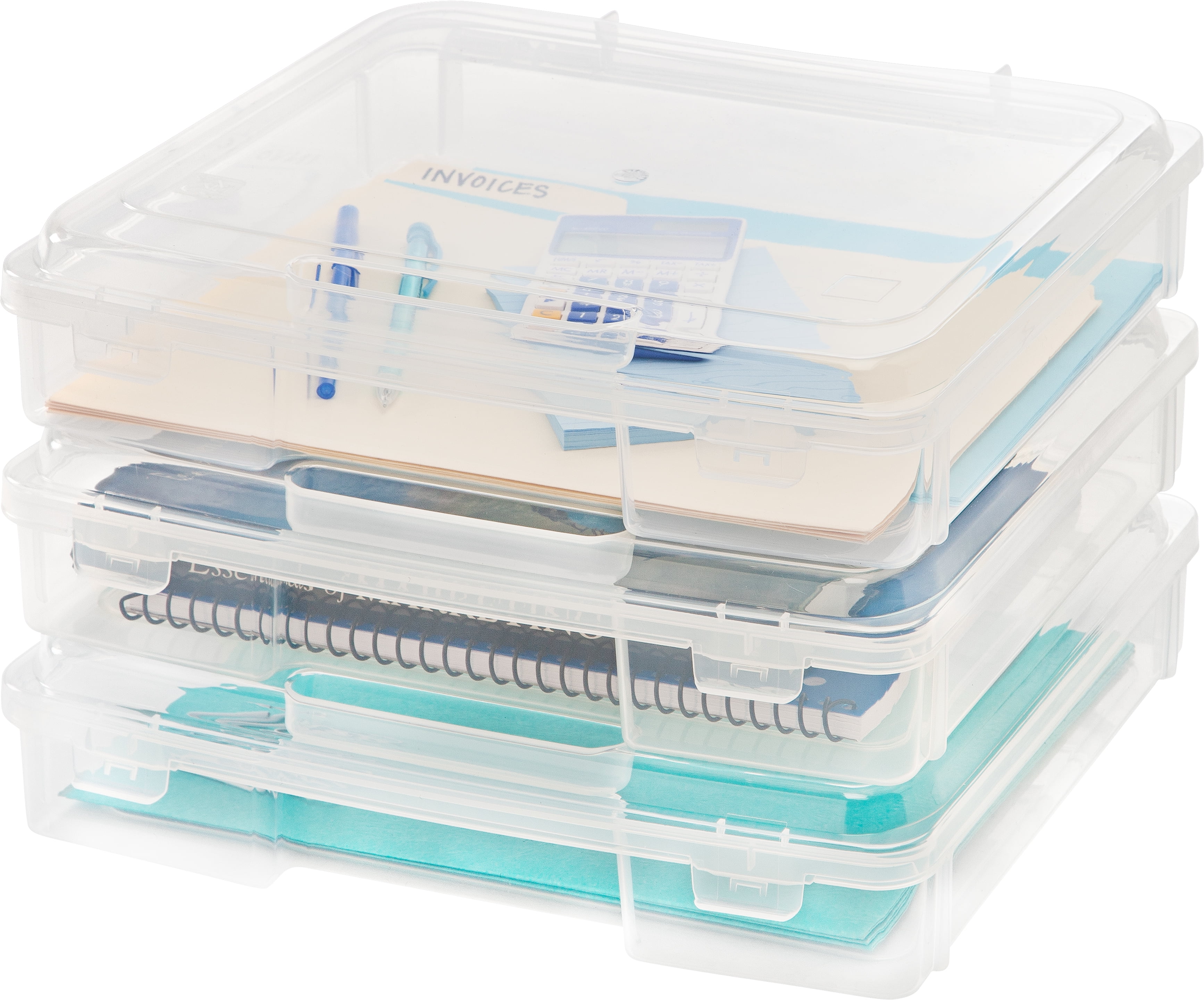 IRIS USA Portable Project Storage Case with Snap-Tight Latch (Clear, 12 in x 12 in x 3 in) yxpnr