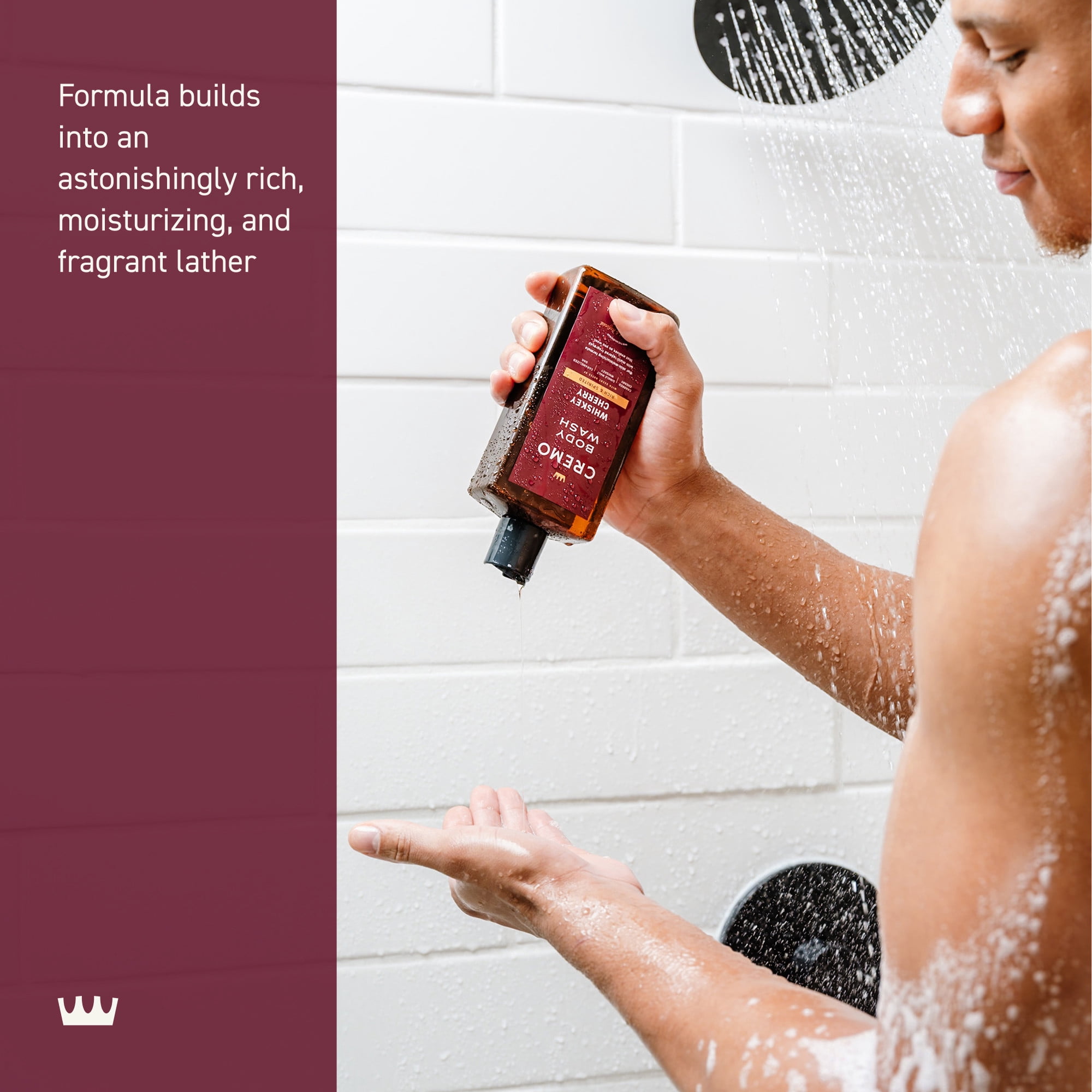 Cremo Men's Body Wash, Whiskey Cherry Scent, Moisturizing Formula (16 fl oz) m43e9