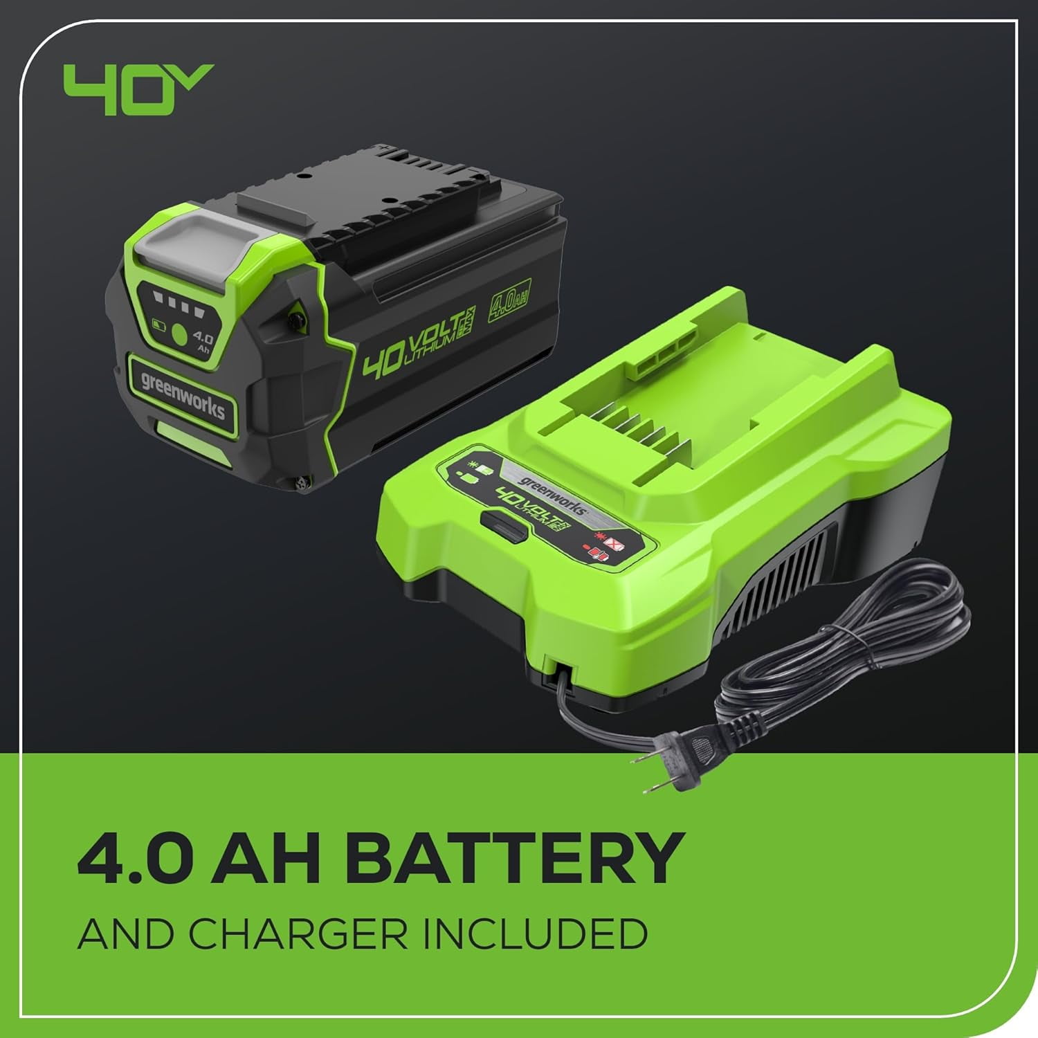 Greenworks 40V 16-inch Cordless Brushless Chainsaw with 4Ah Battery and Charger (Green, 16 in) v2zds
