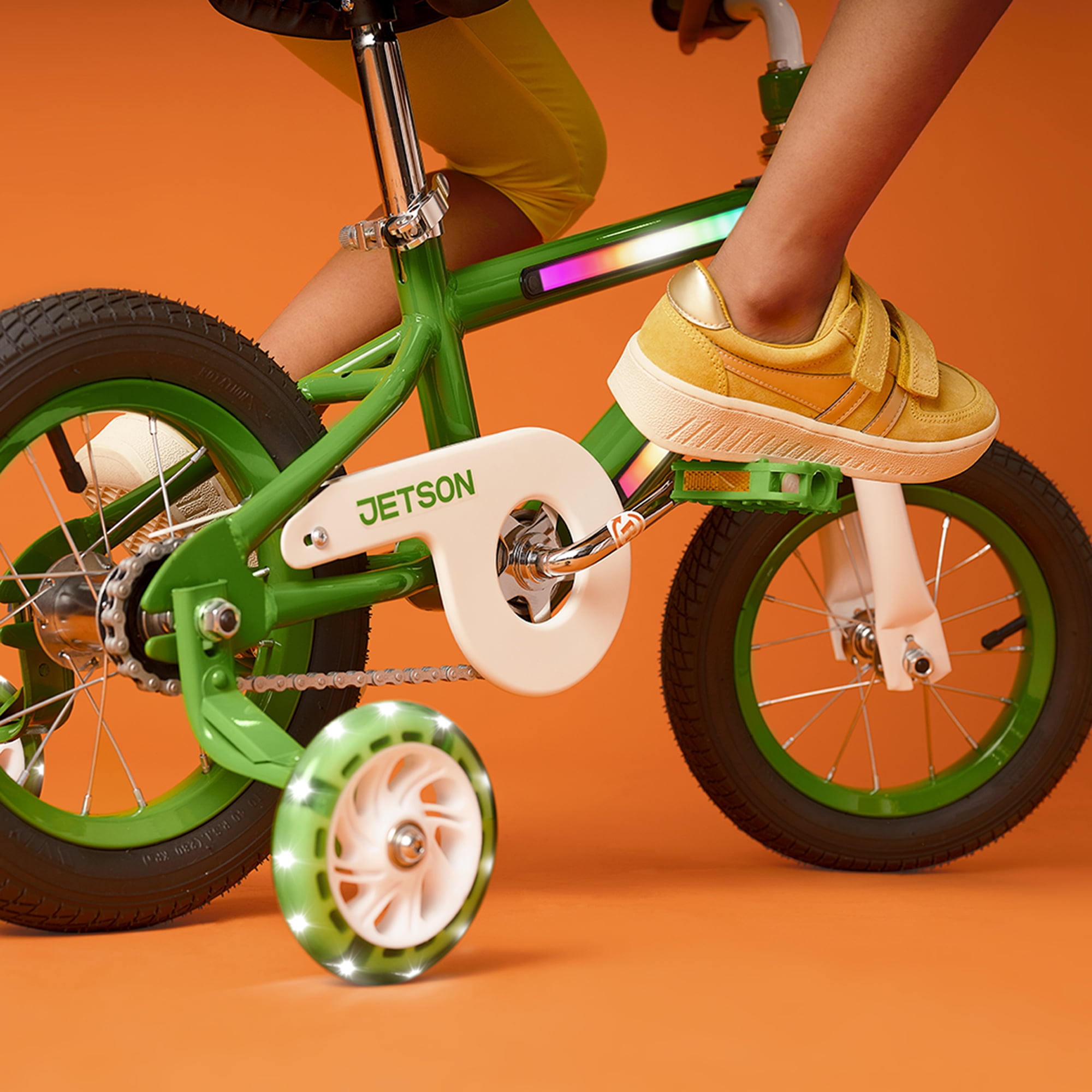Jetson Light Rider 12 Kids Light-Up Bike with Training Wheels (Green, 12 in) glmw8