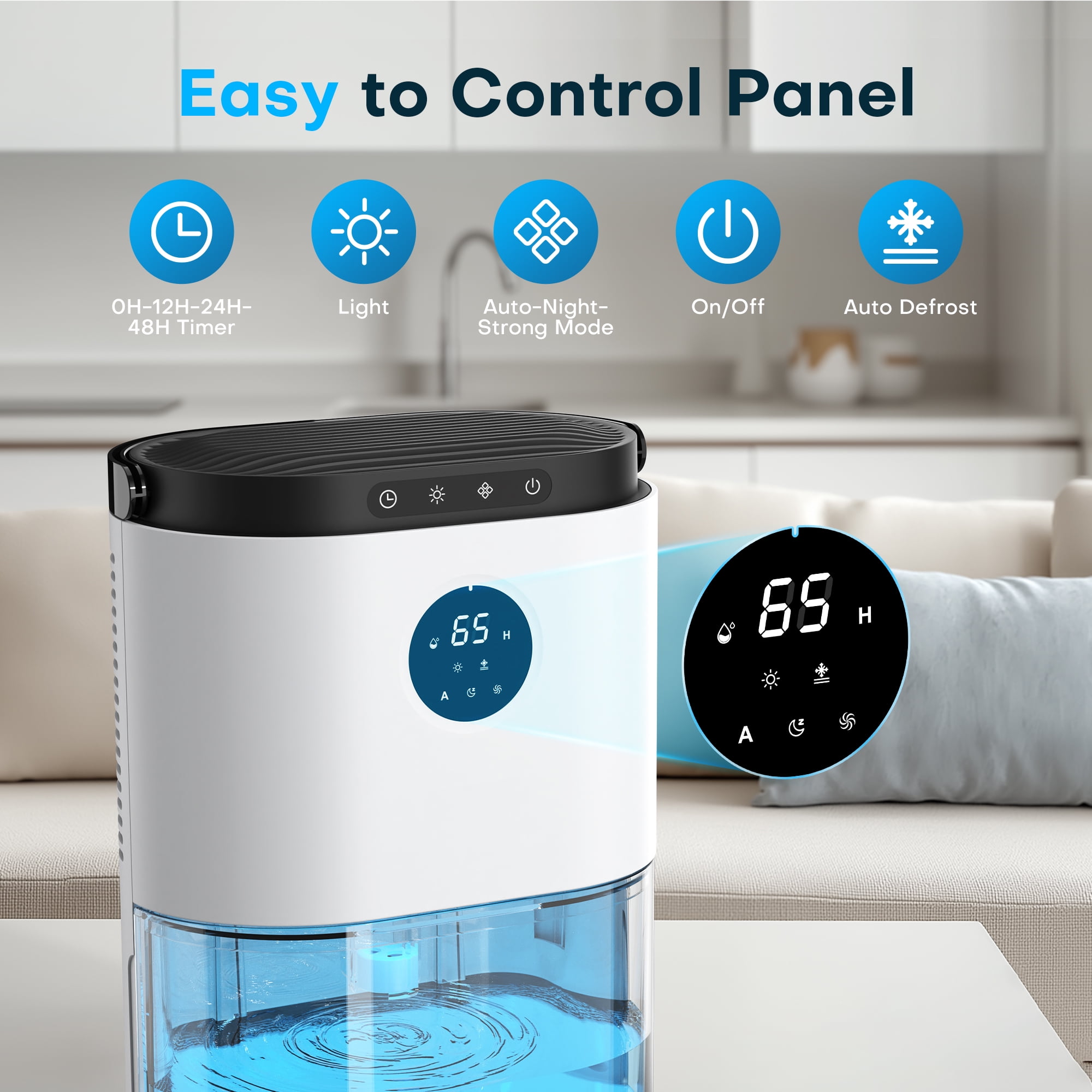 ALROCKET Electric Dehumidifier for Home, Ultra-Quiet Portable Moisture Remover with Auto-Off (80 oz) zsnqk