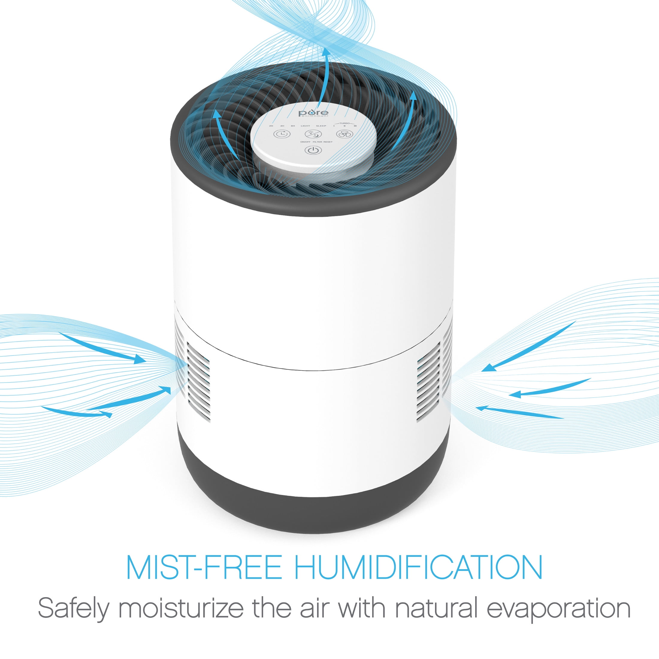 Pure Enrichment MistAire Eva Evaporative Humidifier for Large Rooms with 4-Speeds and Auto Shut-Off (White, 0.74 gal) 4exf2