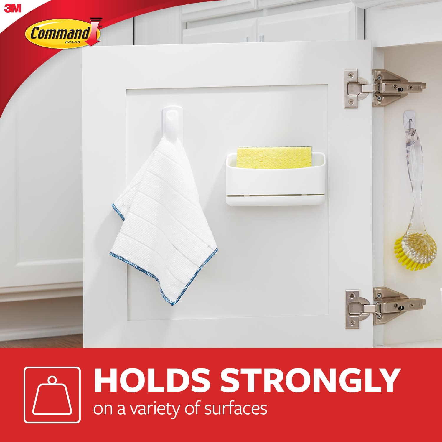 Command Spring Clip Wall Organizer for Kitchen and Home (White, 1 Pack) 3oeyk