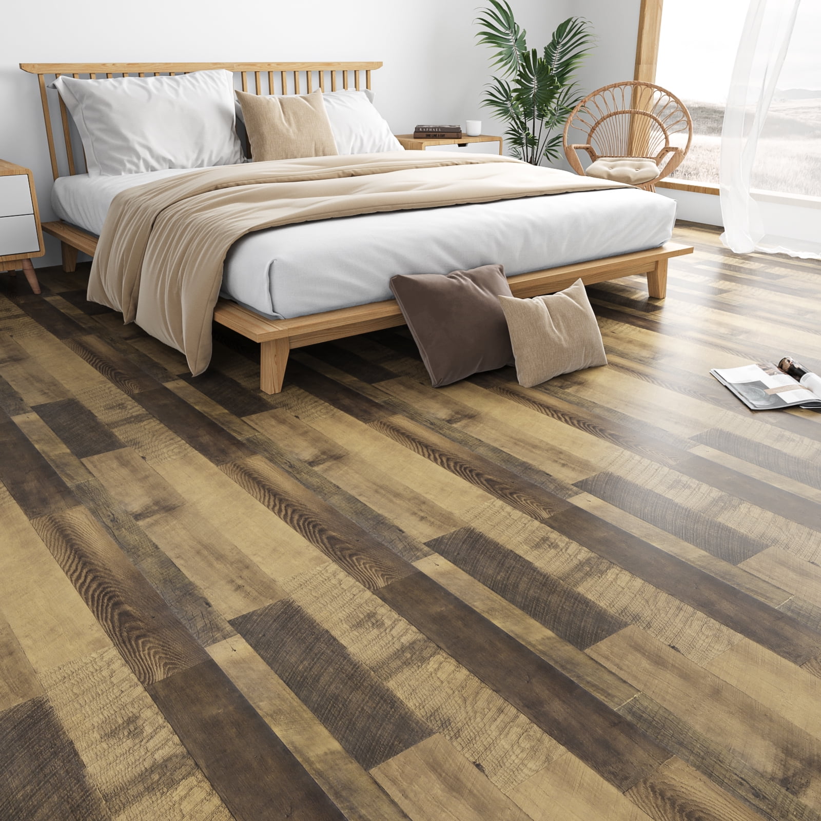 VEELIKE Wood Plank Contact Paper, Waterproof Peel and Stick Vinyl Wallpaper for Furniture and Cabinets (Brown, 15.7 in x 354 in) xni0r