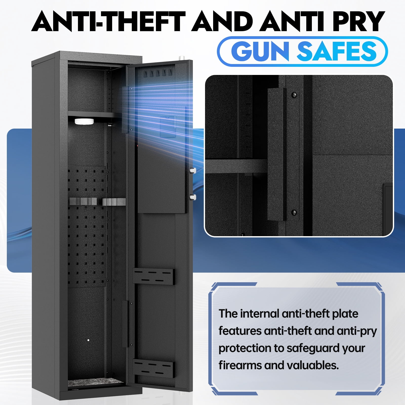 KAER Rifle and Pistol Security Cabinet, Quick Access Steel Safe with Removable Shelf (Black, 11.81 in x 13.78 in x 51.97 in) 6v7wc