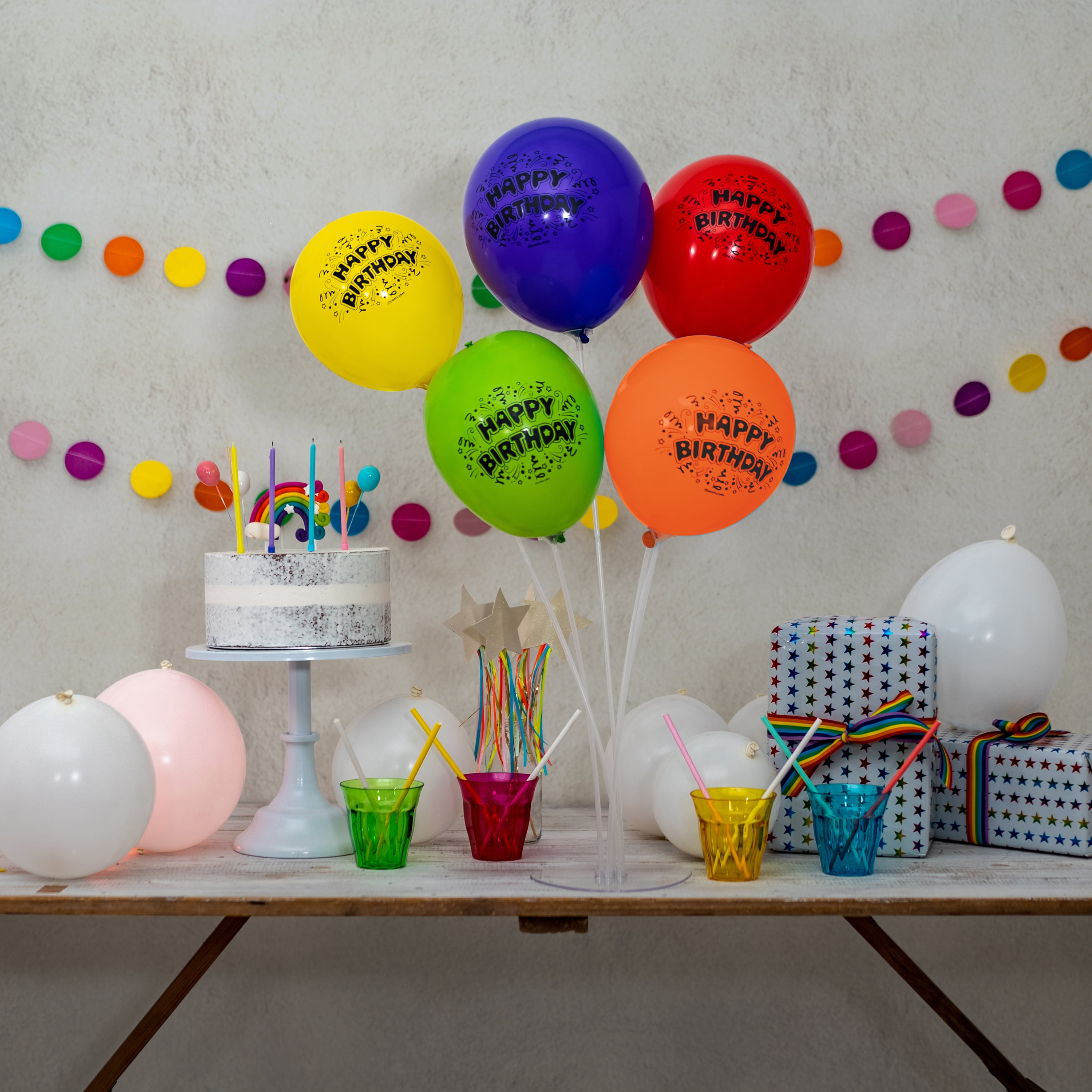 illooms LED Light-Up Happy Birthday Latex Balloons (Mixed Colors, 5 Pack) lpzri