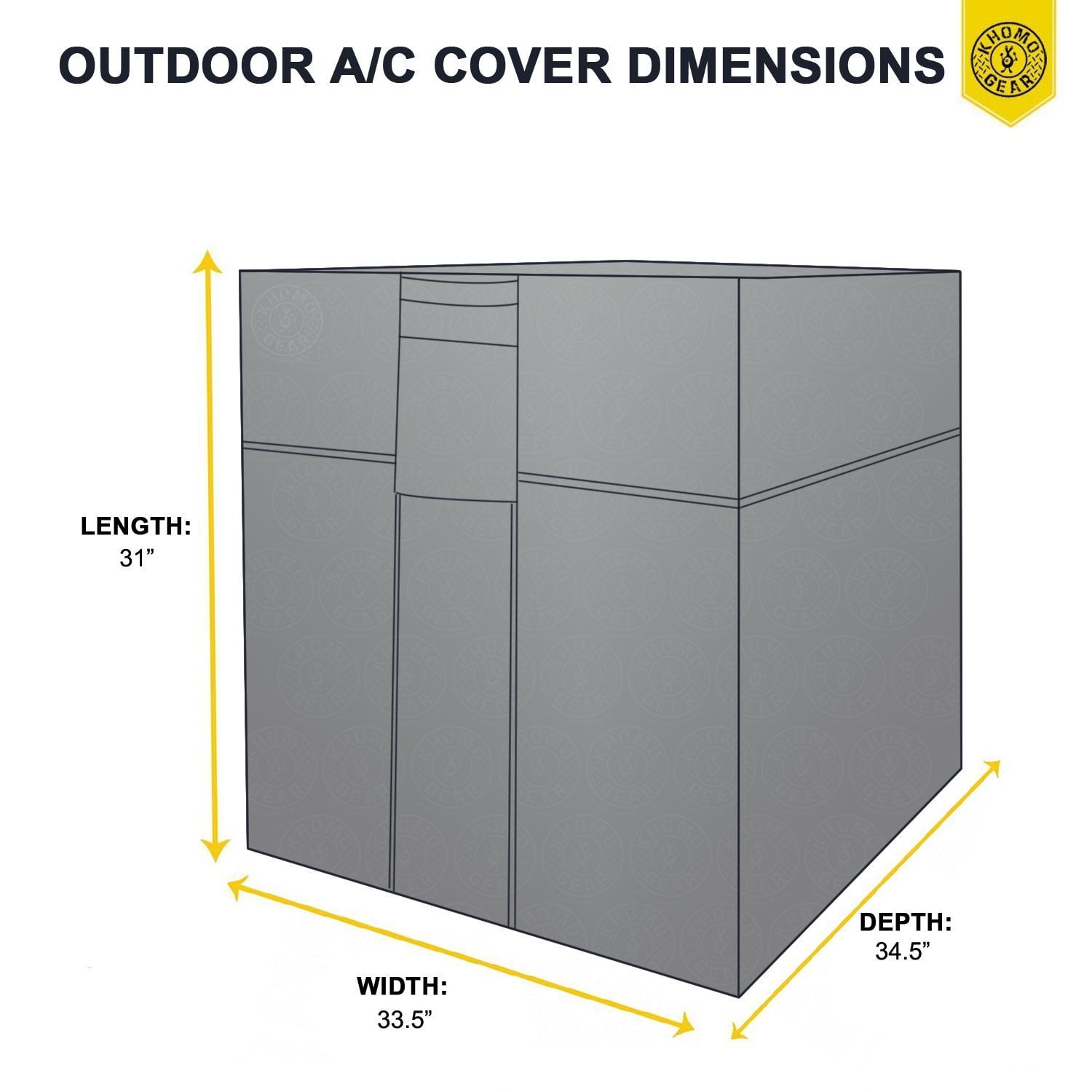 Khomo Gear Titan Series Waterproof Heavy Duty Outdoor Air Conditioning Cover (Gray, 31 in x 33.5 in x 34.5 in) is8bd
