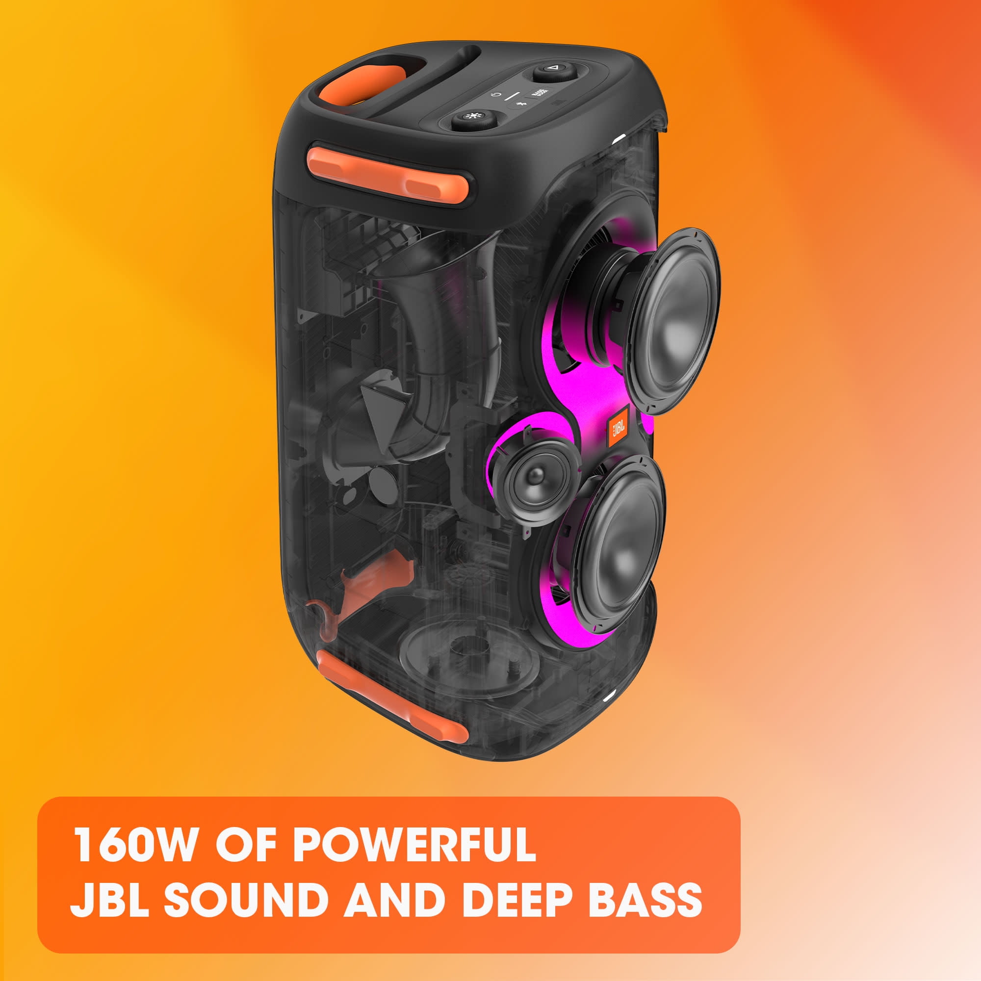 JBL PartyBox 110 Portable Bluetooth Speaker with Dynamic Light Show and Deep Bass (Black) pjgzz