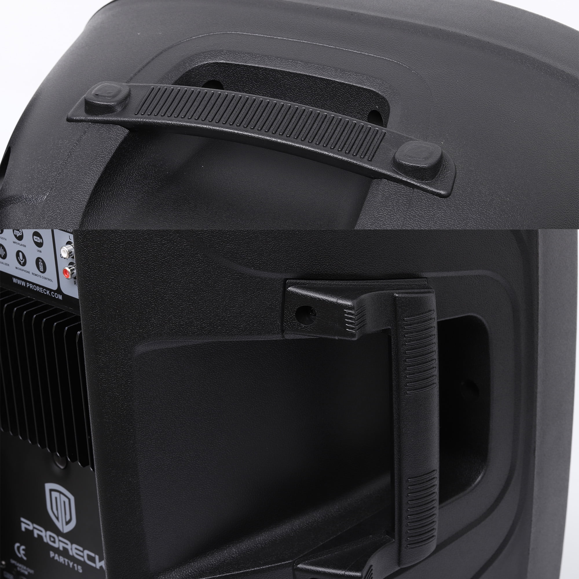 Proreck Party Portable 15 in 2000 Watt 2-Way Powered PA Speaker System with Bluetooth, LED Lights, and Wired Microphone (15 in) w7x90
