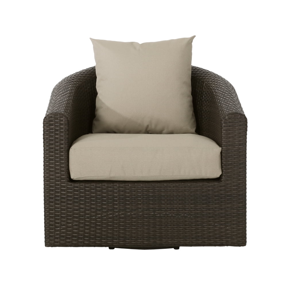 Generic Outdoor Swivel Wicker Chair with Aluminum Frame (Brown, 1-Pack) cpjz3