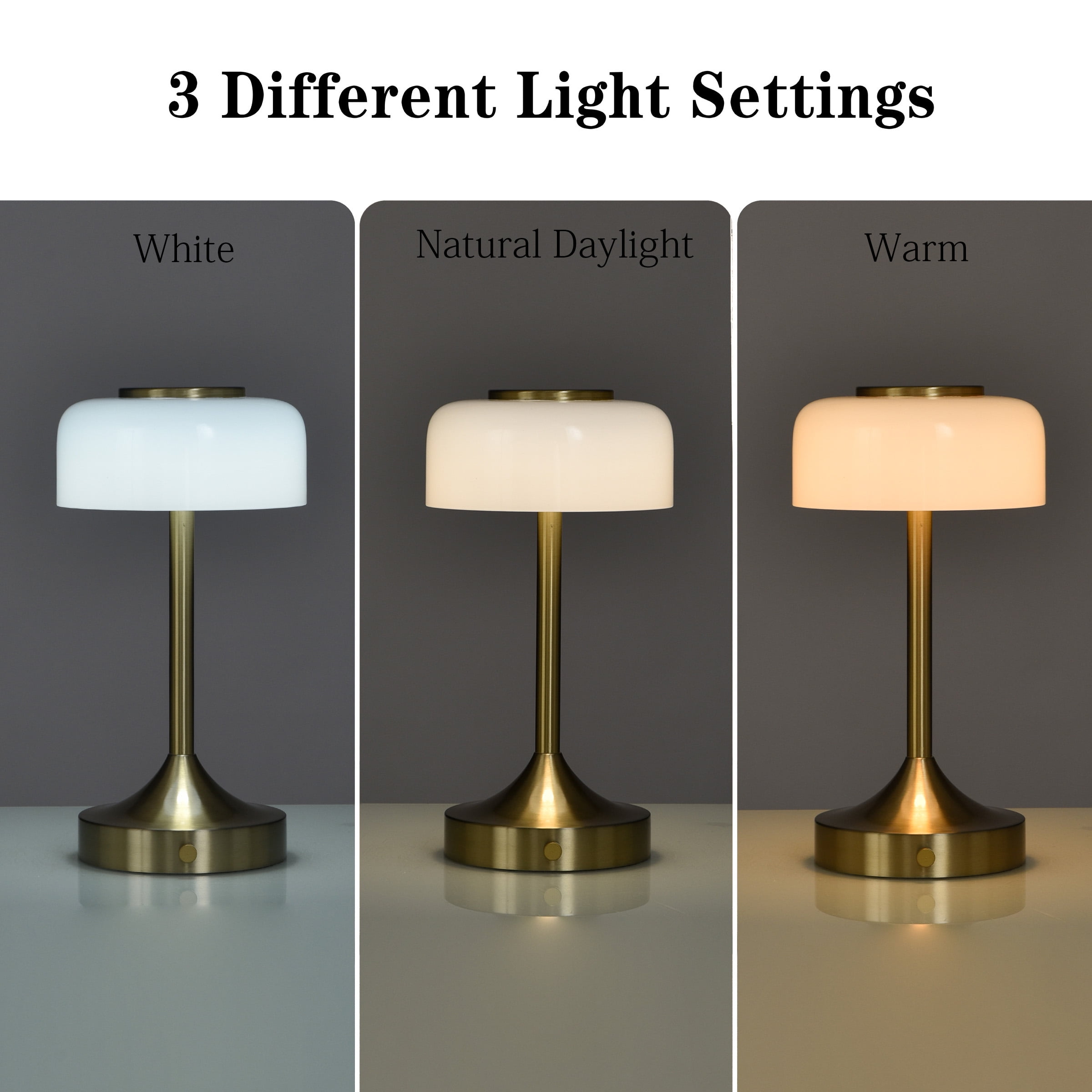 Better Homes & Gardens Portable Milk Glass Table Lamp, Rechargeable Cordless Accent Light (White, 8 in) 89xs7