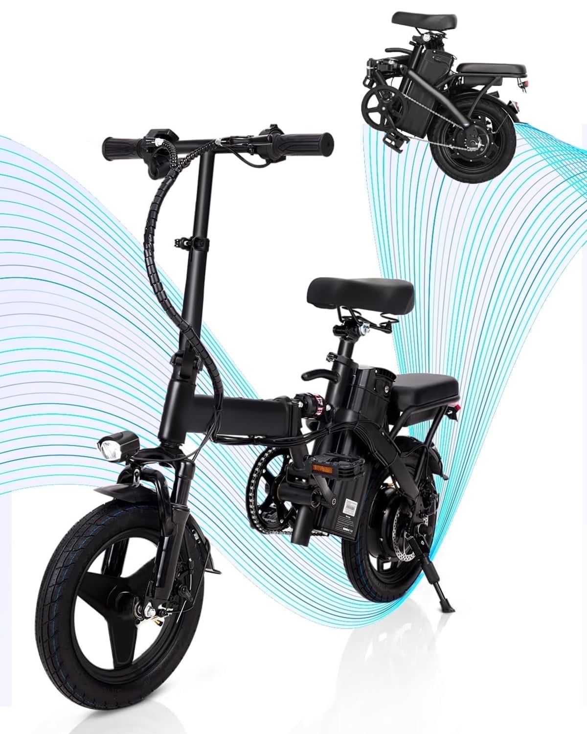 APYEAR 14 in Folding Electric Bike, 500W Commuter E-Bike for Adults, Portable Design (Black, 14 in) 27tr1