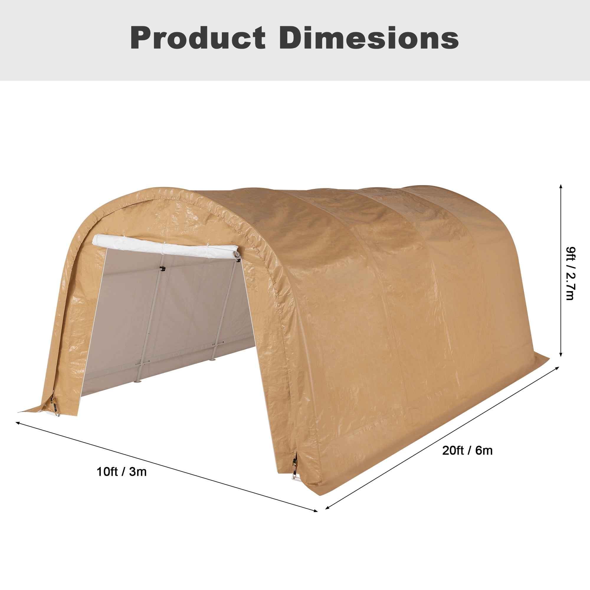 VENTOPYR Heavy Duty Carport Canopy with Steel Frame (10 ft x 20 ft x 9 ft) yhxpf