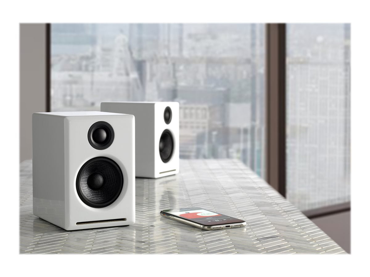 Audioengine A2 Hi-Res Wireless Bluetooth Bookshelf Speakers with USB-C Input and Silk Dome Tweeters (White, Pair) sefwb
