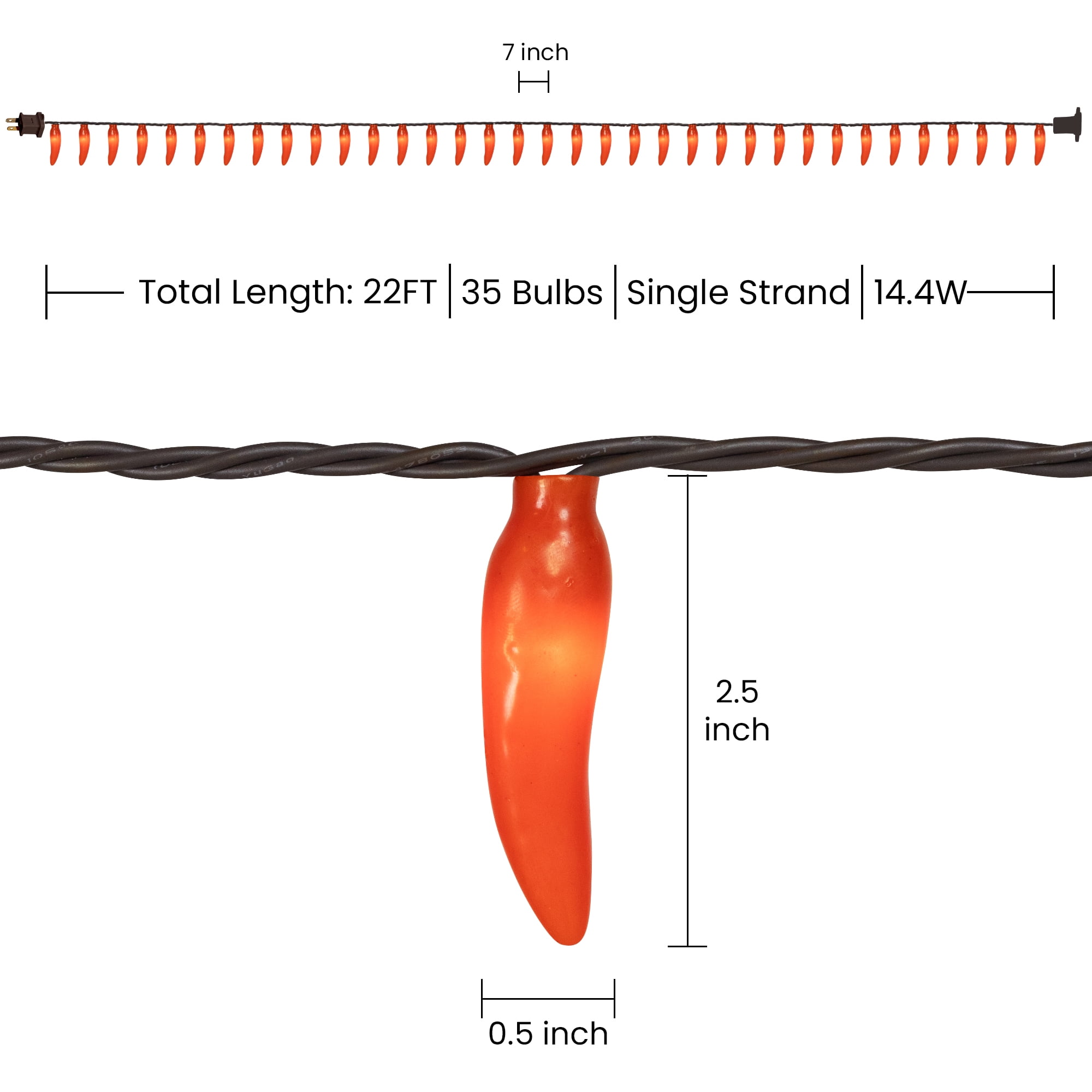 Northlight Chili Pepper String Lights for Indoor Outdoor Patio Decor (Orange, 19.5 ft, 35 ct) yh5d1