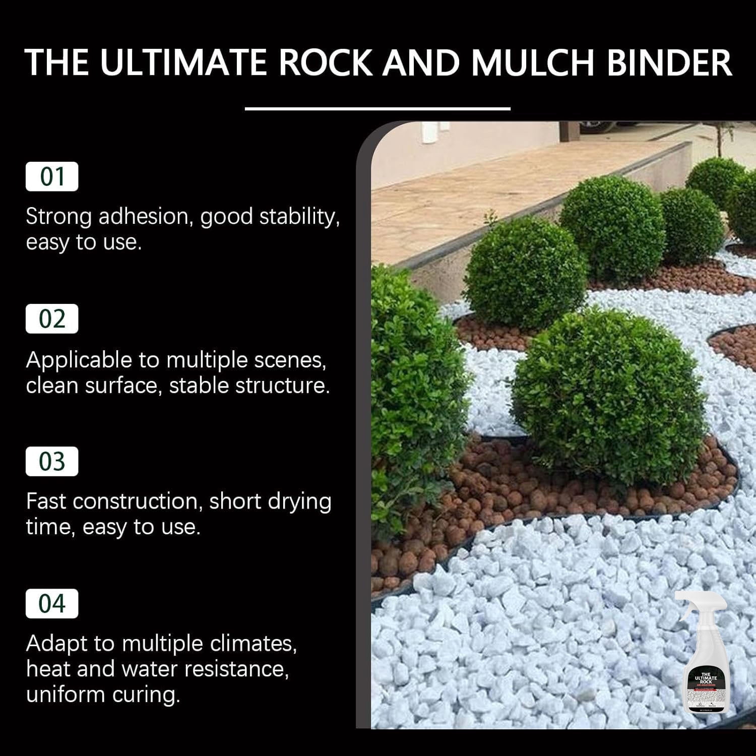 EcoGuard Rock & Mulch Binder Landscape Adhesive Weather-Resistant Garden Stabilizer (Clear, 2 Pack, 64 fl oz) 10jd9