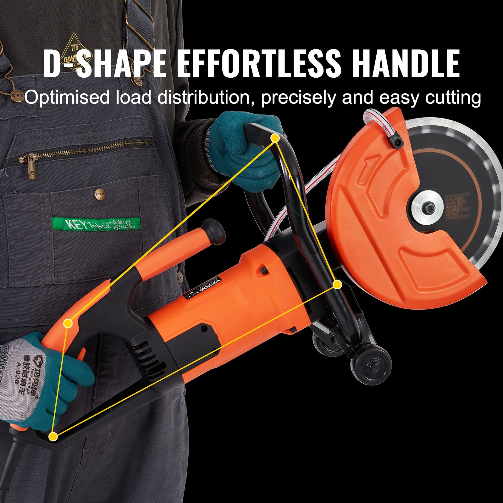 BENTISM Electric Concrete Saw with Water Pump and Blade (Orange, 9 in) hmx4f