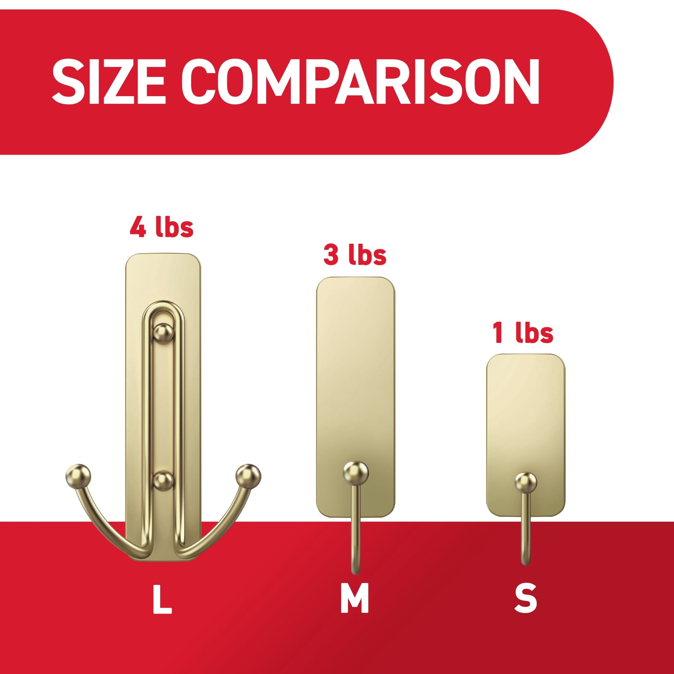 Command Bath Large Satin Brass Double Hook (Satin Brass, 3 Pack, 4 lb Capacity) 7lvwk
