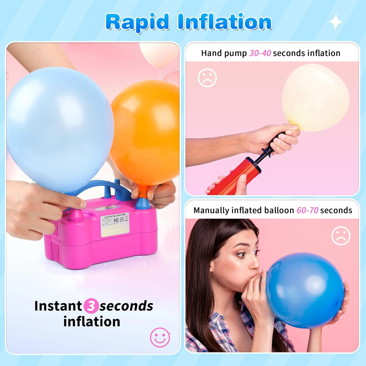 NuLink Electric Balloon Pump Dual Nozzle Inflator for Party Decorations (Purple, 1 Unit) ieq4a